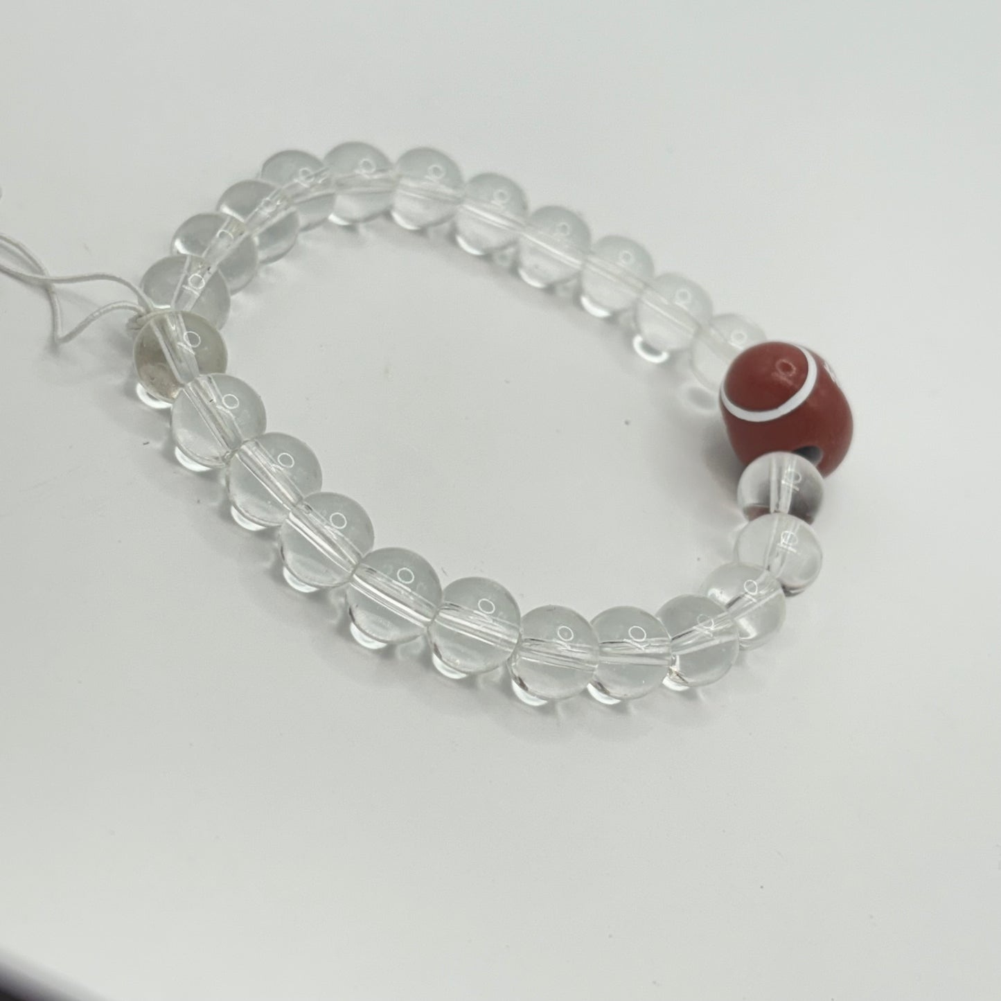 Clear Beaded Stretch Bracelet with Football Bead