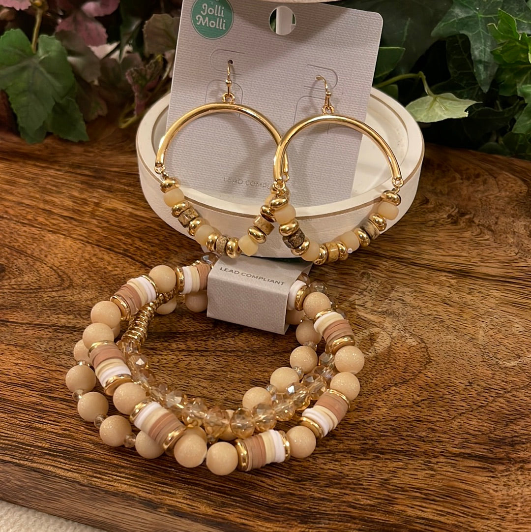 Natural Beaded Stretch Bracelets or Earrings