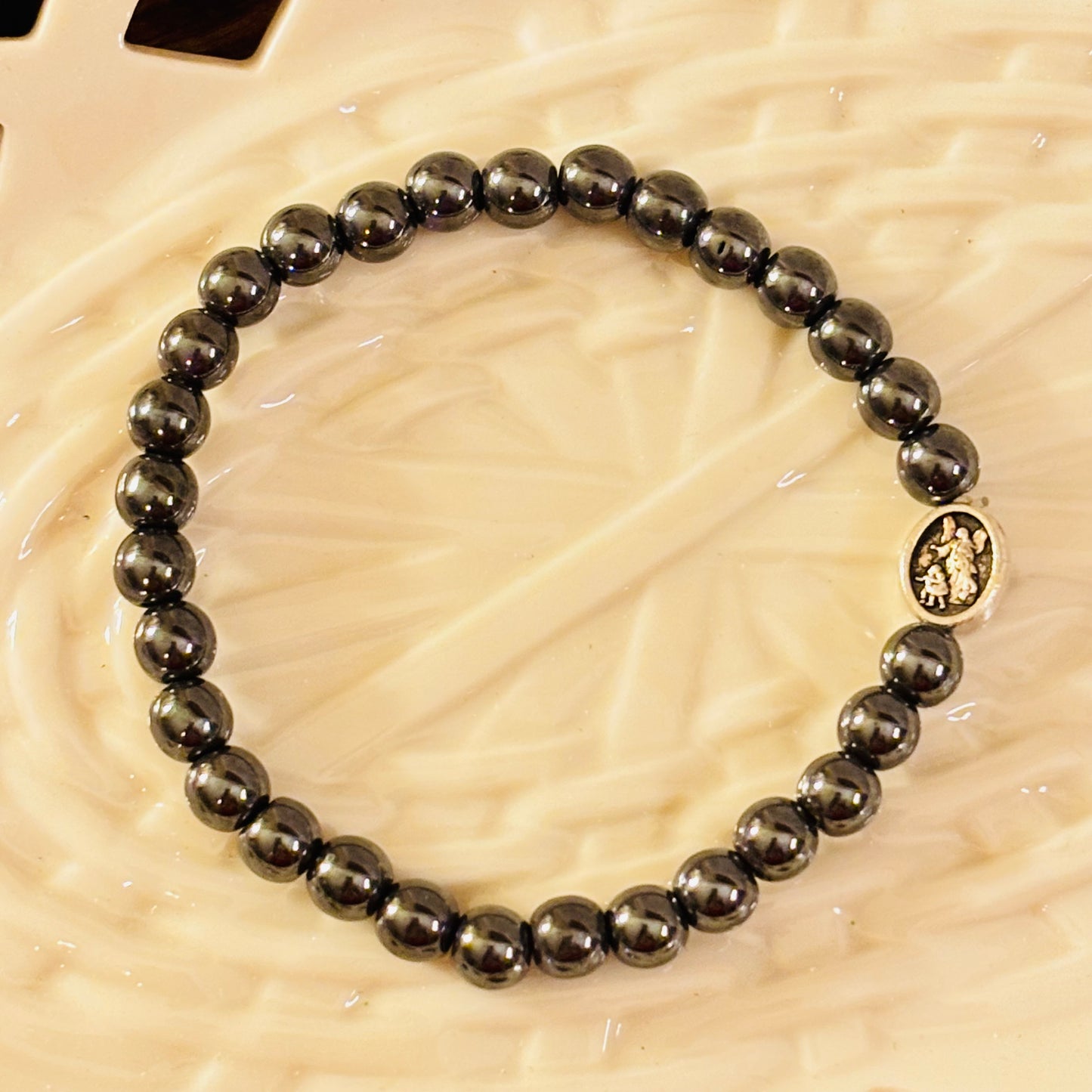 Guardian Angel & Hematite Stretch Bracelet