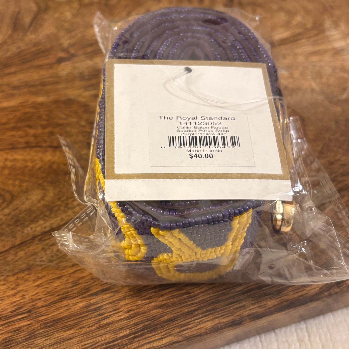 Callin' Baton Rouge Beaded Purse Strap • Purple/Yellow 44"