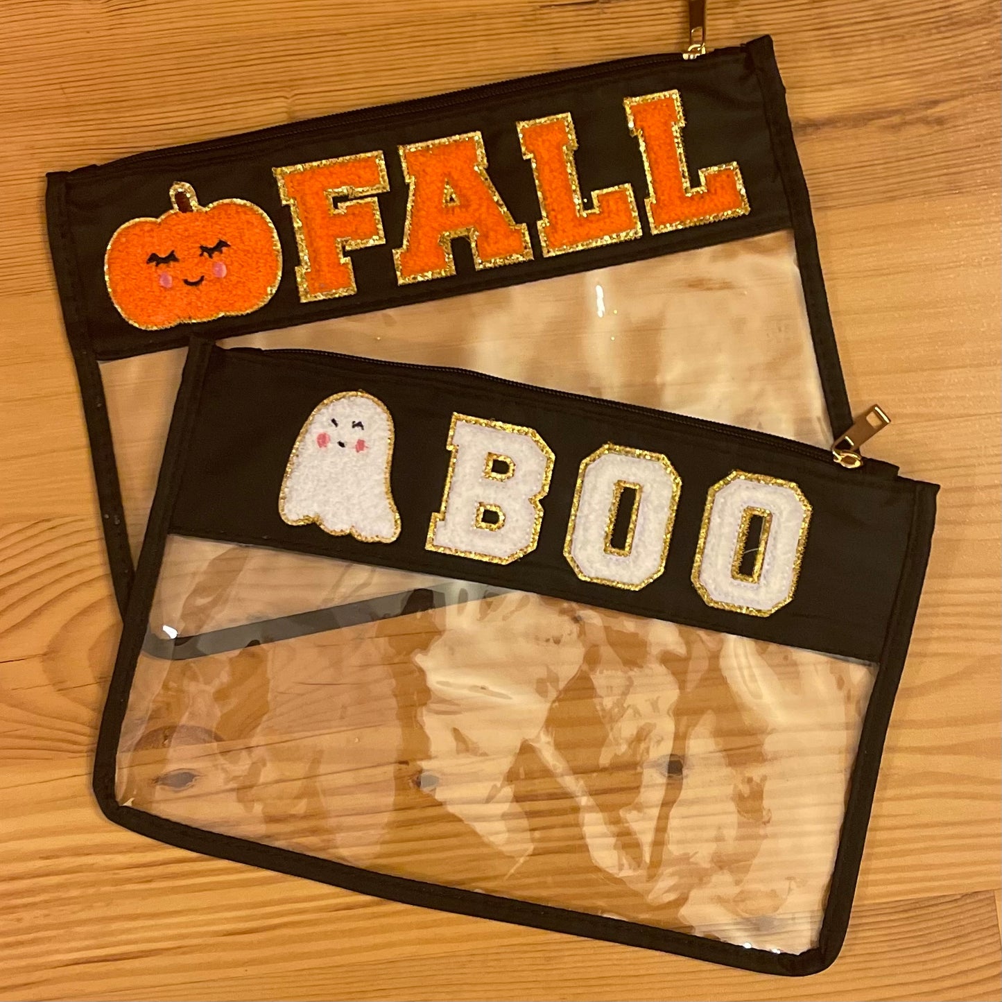 Halloween Spooky Stadium Bags: Clear Clutch Wristlet Bag