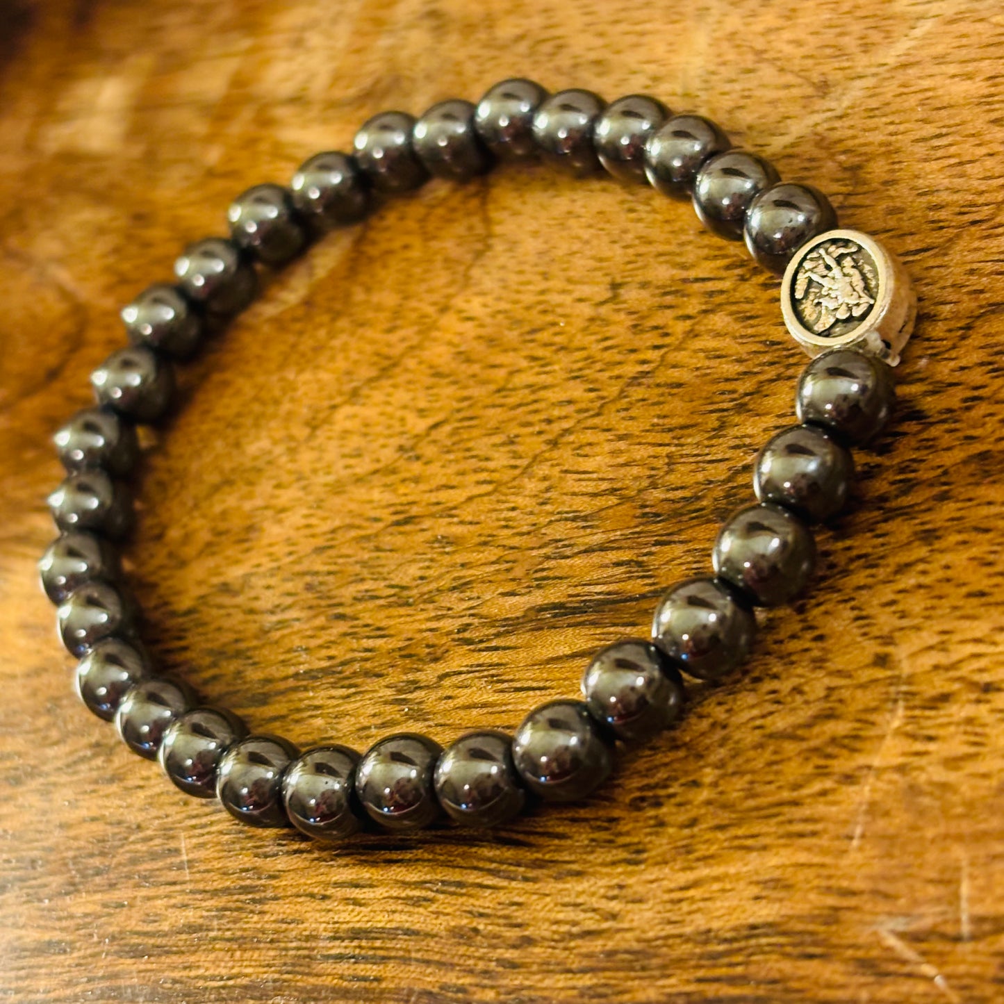 Guardian Angel & Hematite Stretch Bracelet