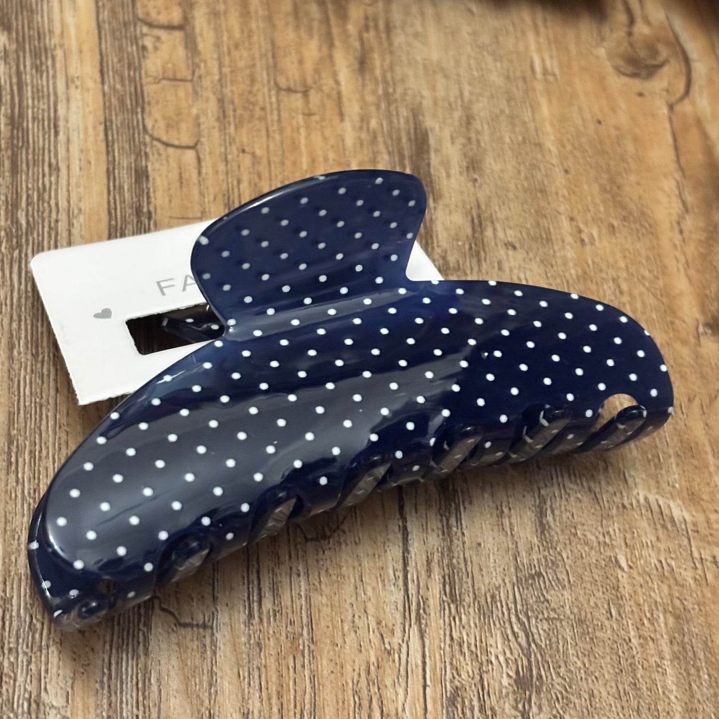 Hair Claw Clip 4” Polka Dot in Navy Blue or Red