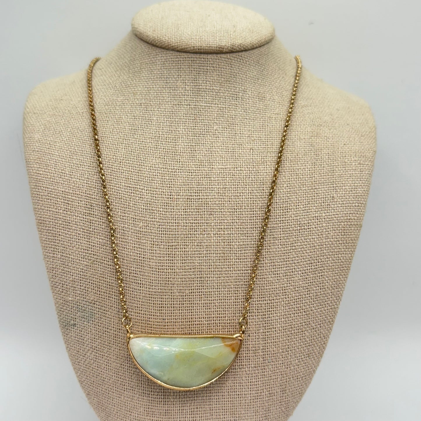 Semi Precious Stone pendant on 16” plus extension Necklace