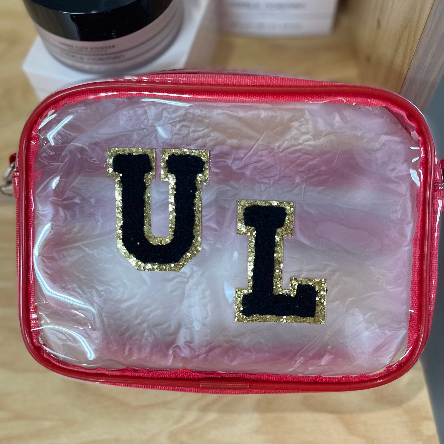 Stadium Bags: Clear Crossbody Purse Red and Black