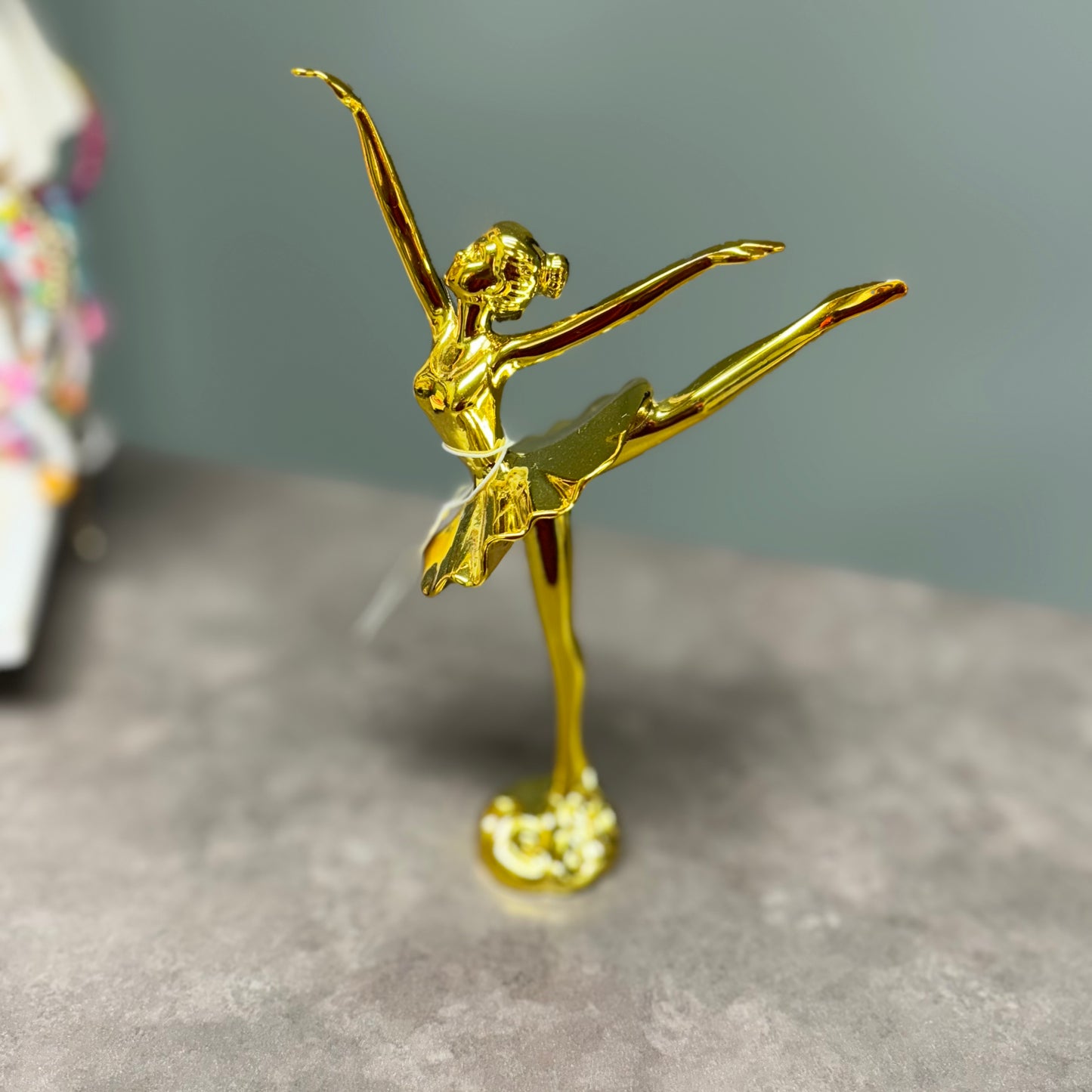 Ballerina Figurine in Gold Metal