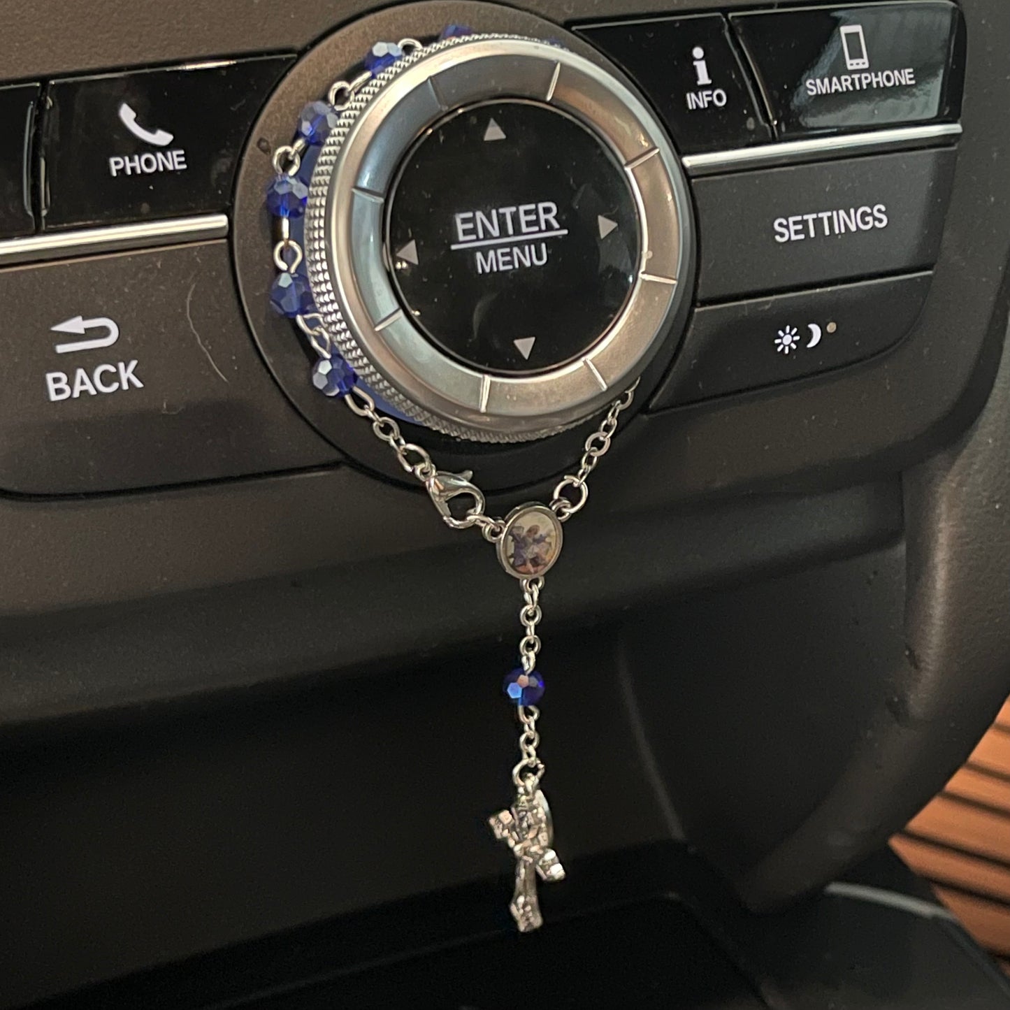 Auto Rosary with Blue or Clear Beads