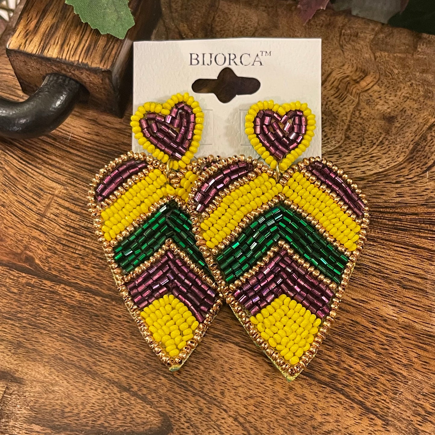 Mardi Gras: Seed Bead Drop Earrings