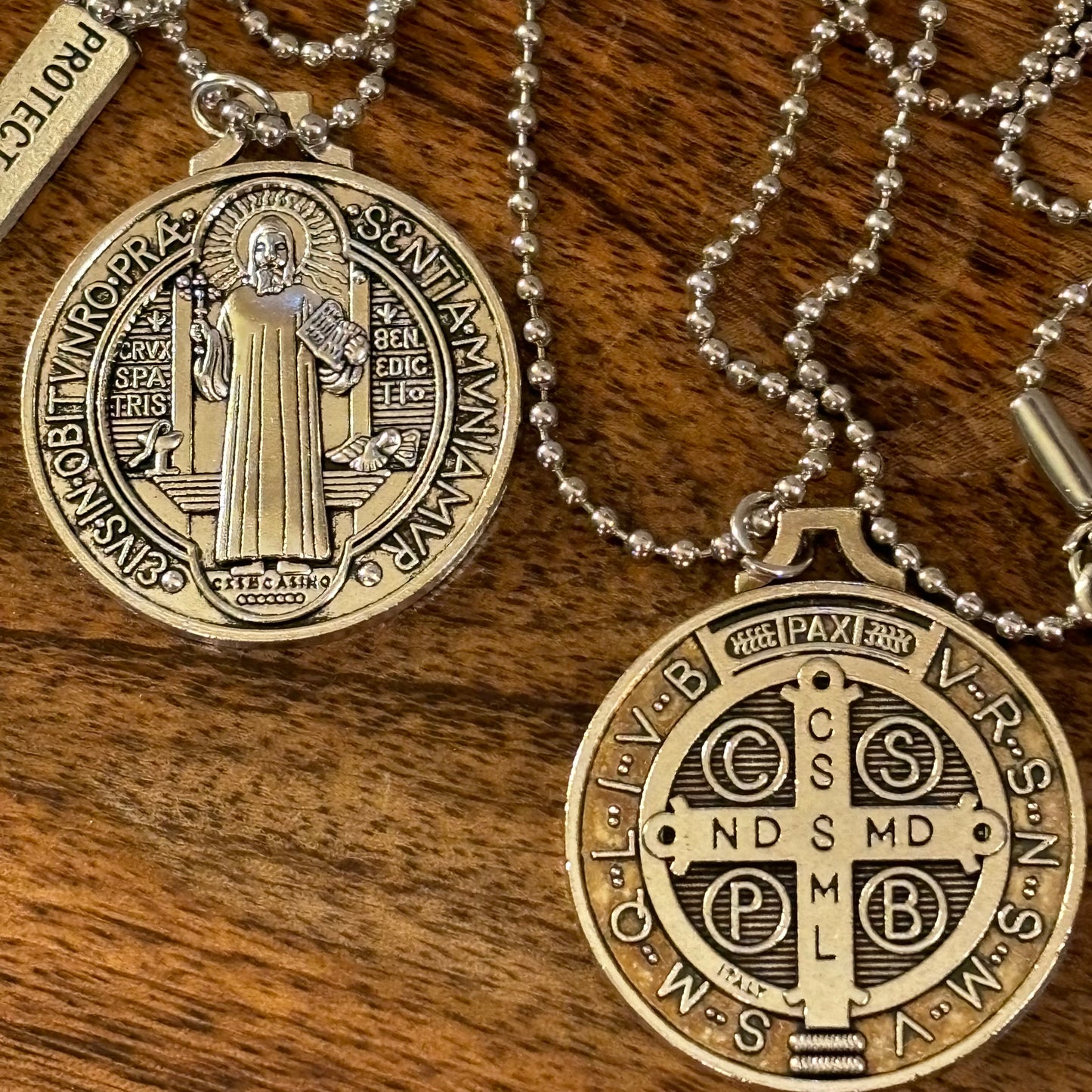 Saint Benedict Protect Me Pendant on 24” Chain