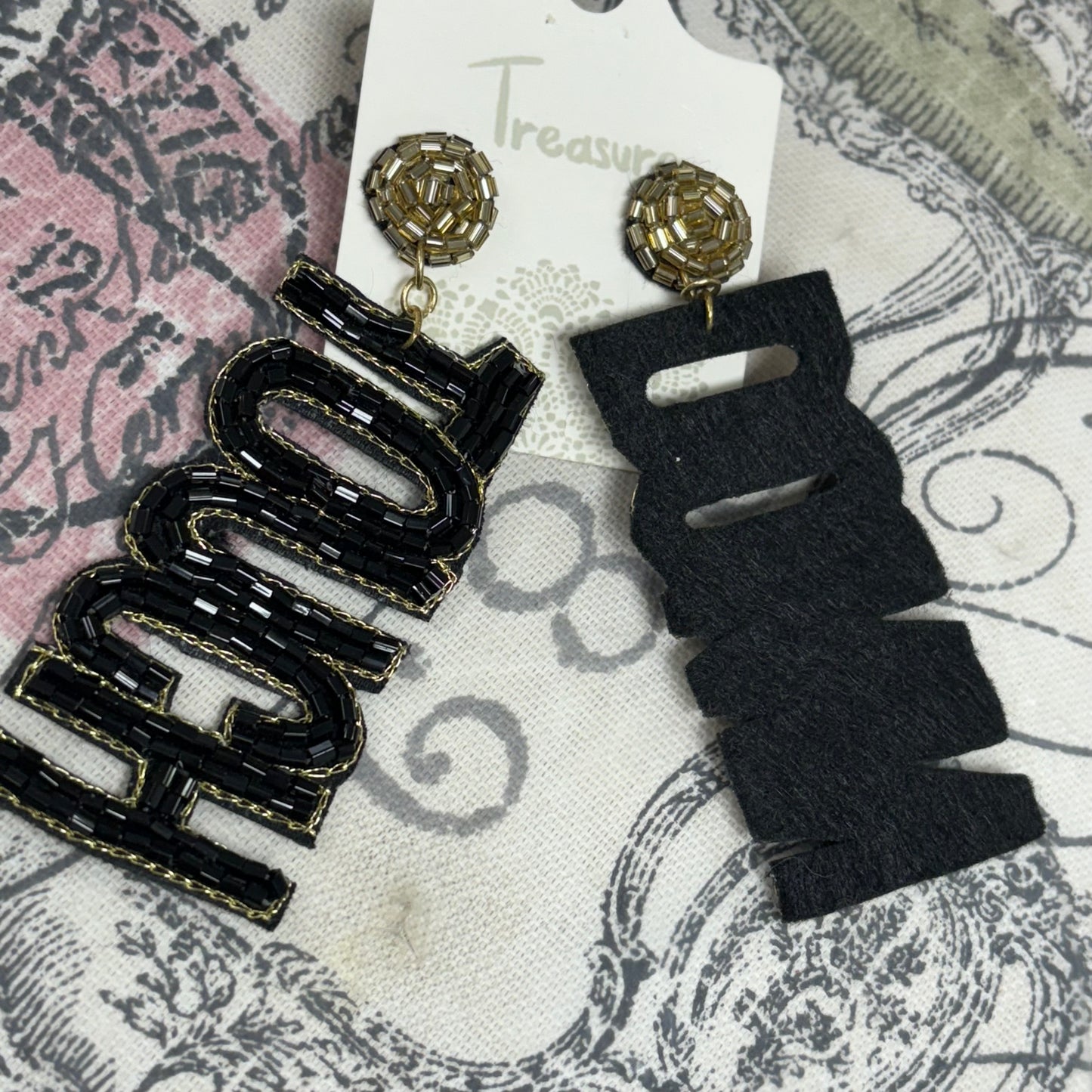 GameDay: Black and Gold WHO DAT Seed Bead Statement Earrings