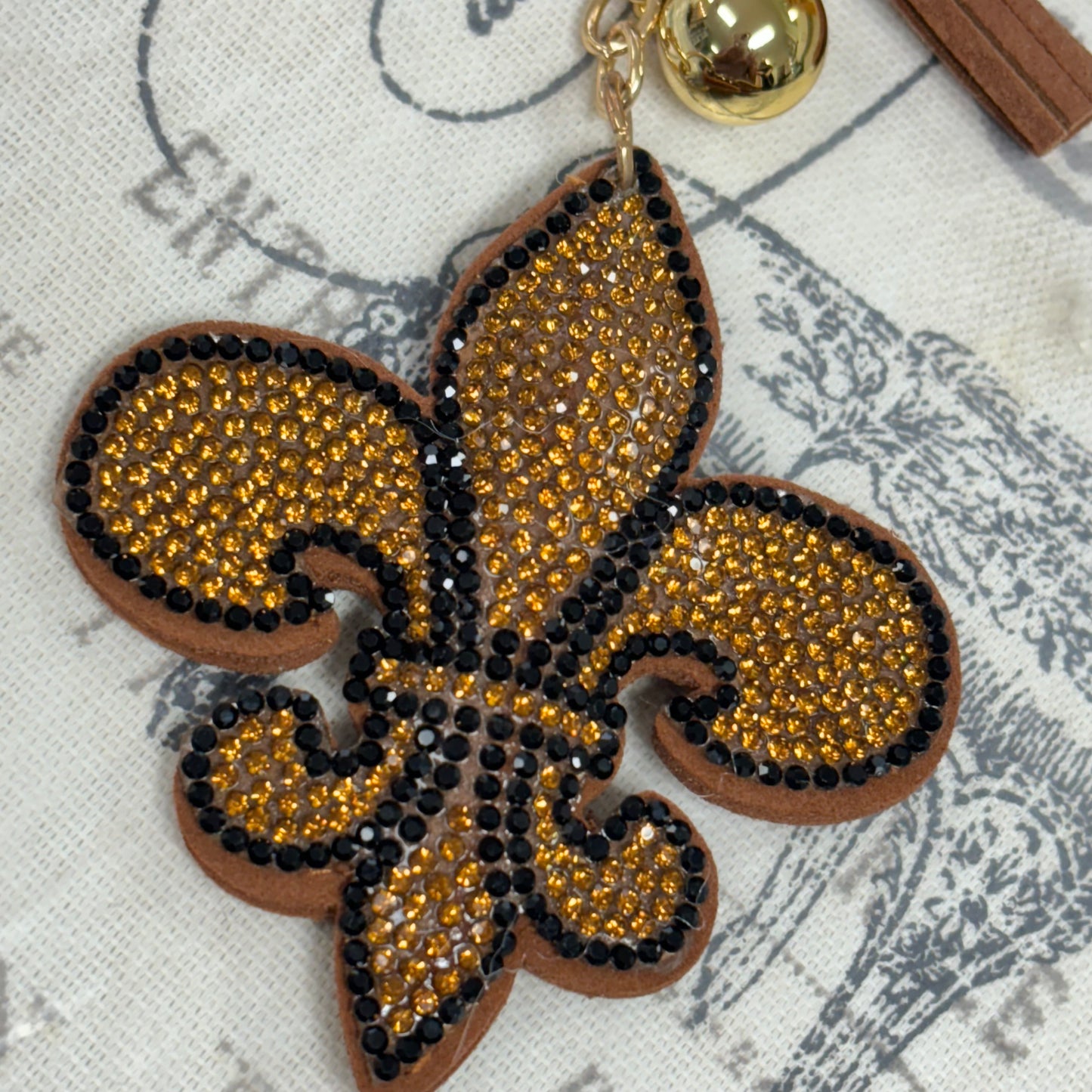Fleur de Lis Keychain with Embellished Rhinestones
