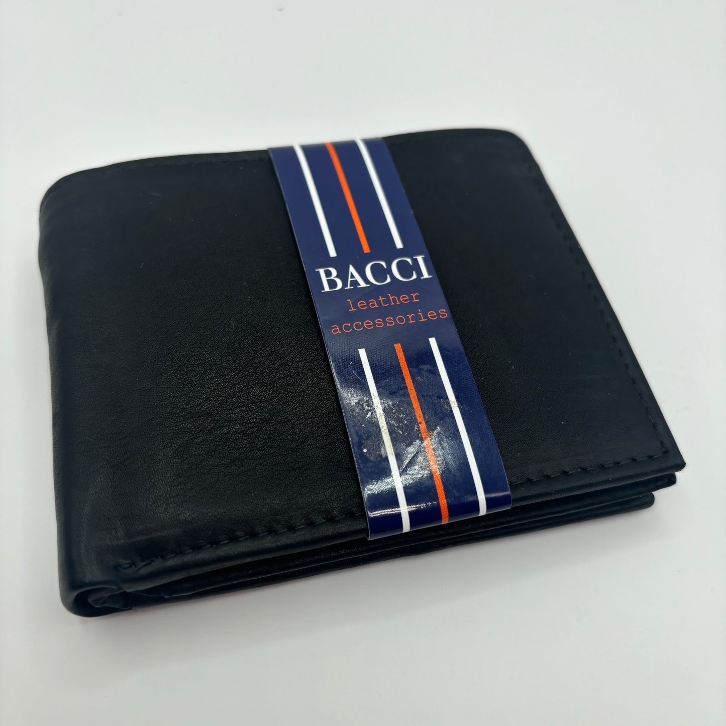 Mens Genuine Leather Bifold Wallet in the Color Black