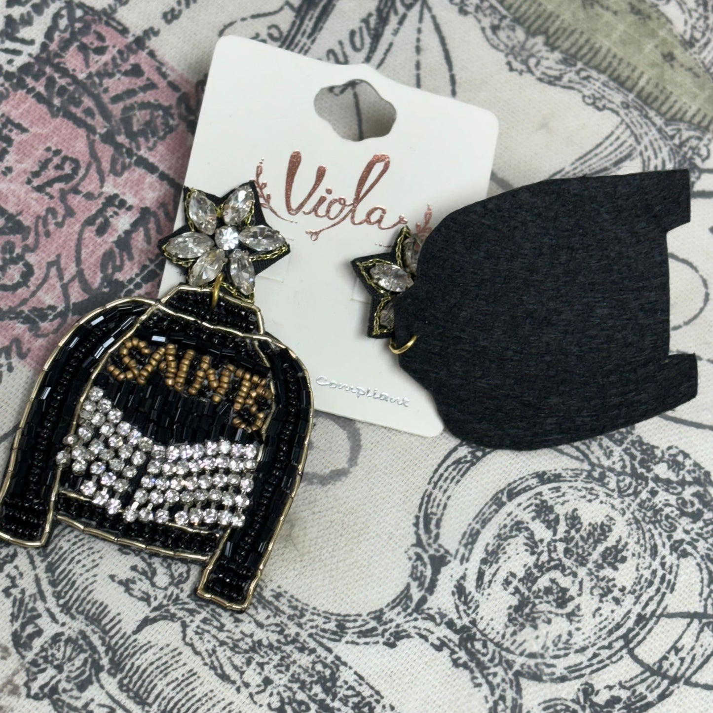 GameDay: Black and Gold WHO DAT Seed Bead Statement Earrings