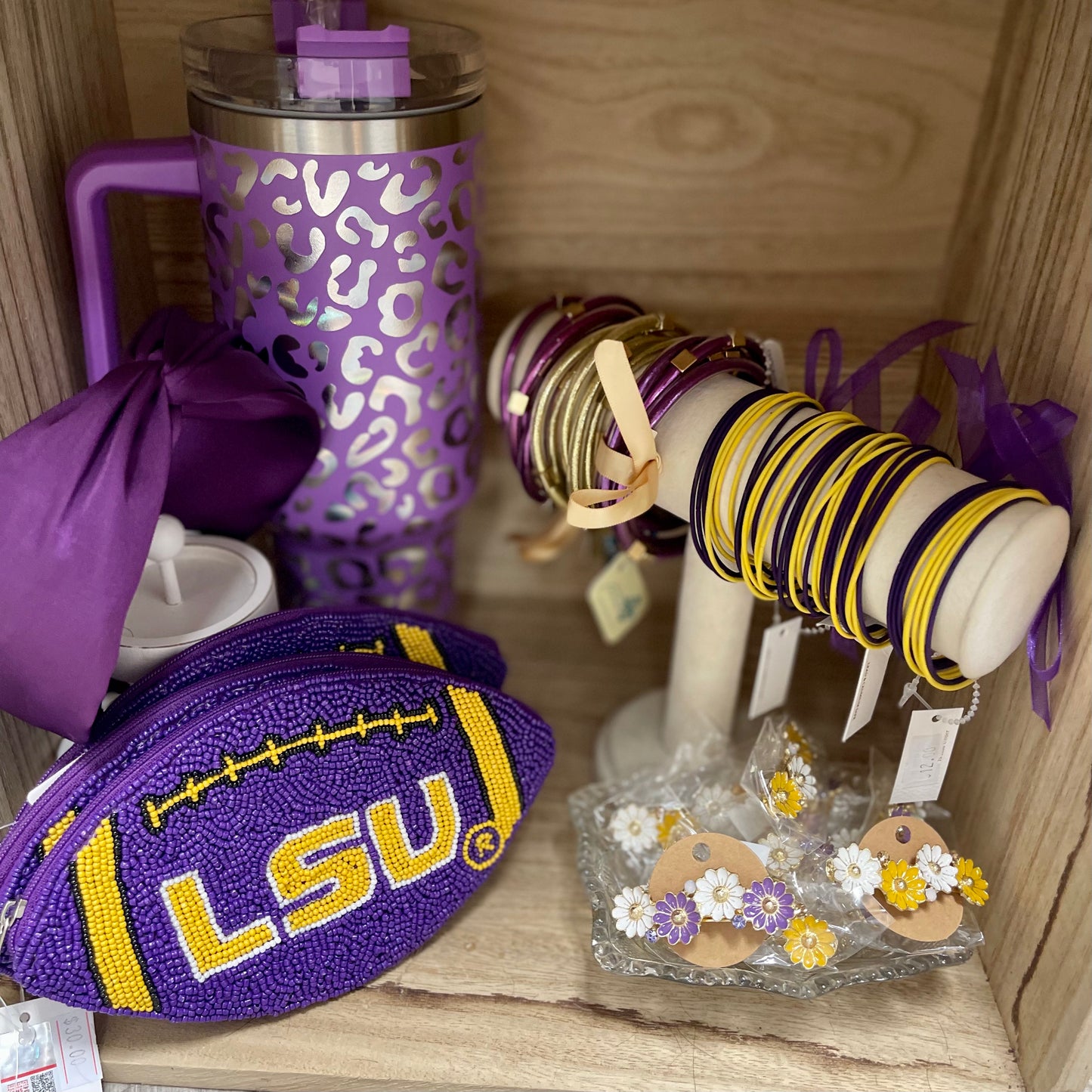 GameDay: Officially Licensed LSU Seed Bead 'LSU®' Zippered Football Pouch