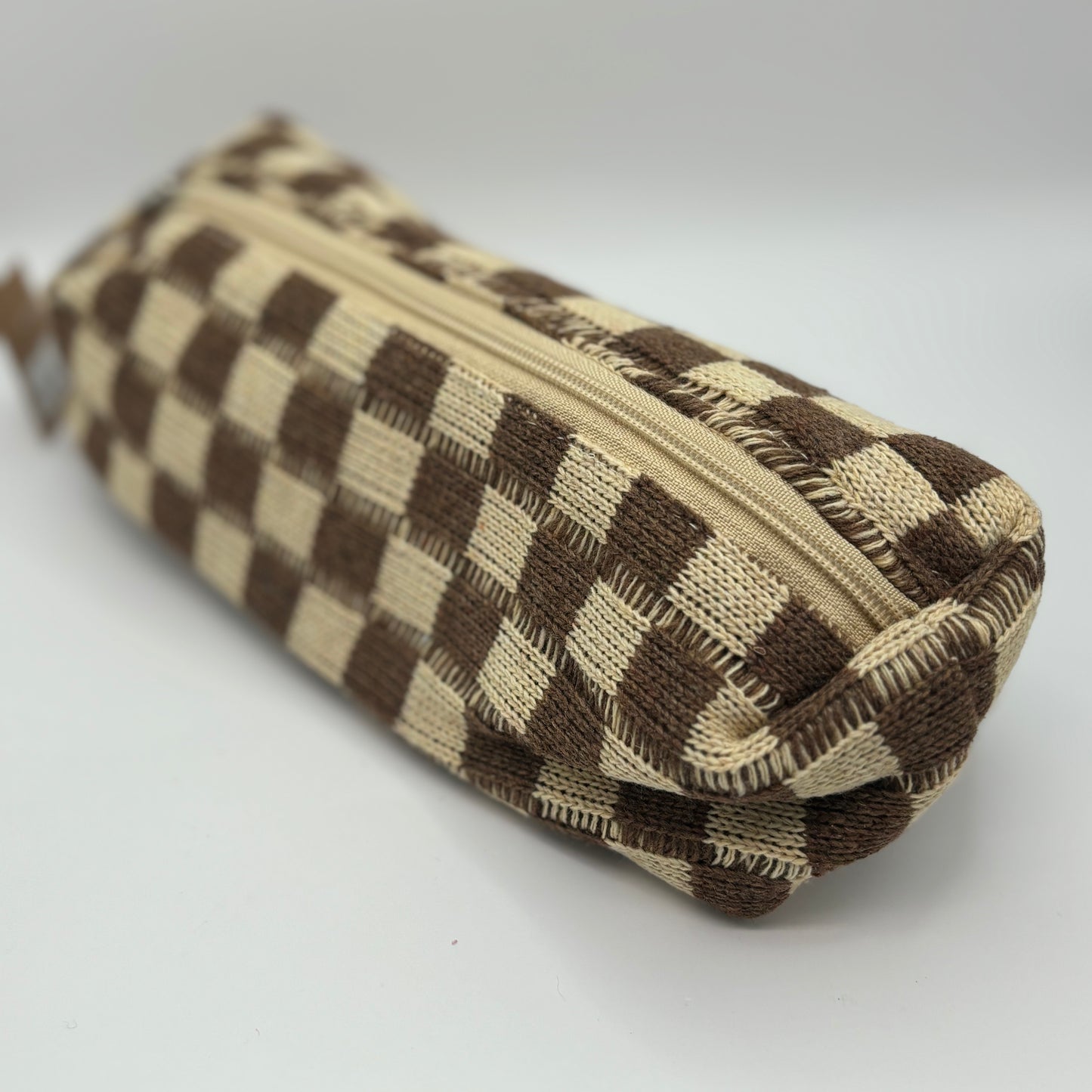 Checkered Print Lined Pencil Bags