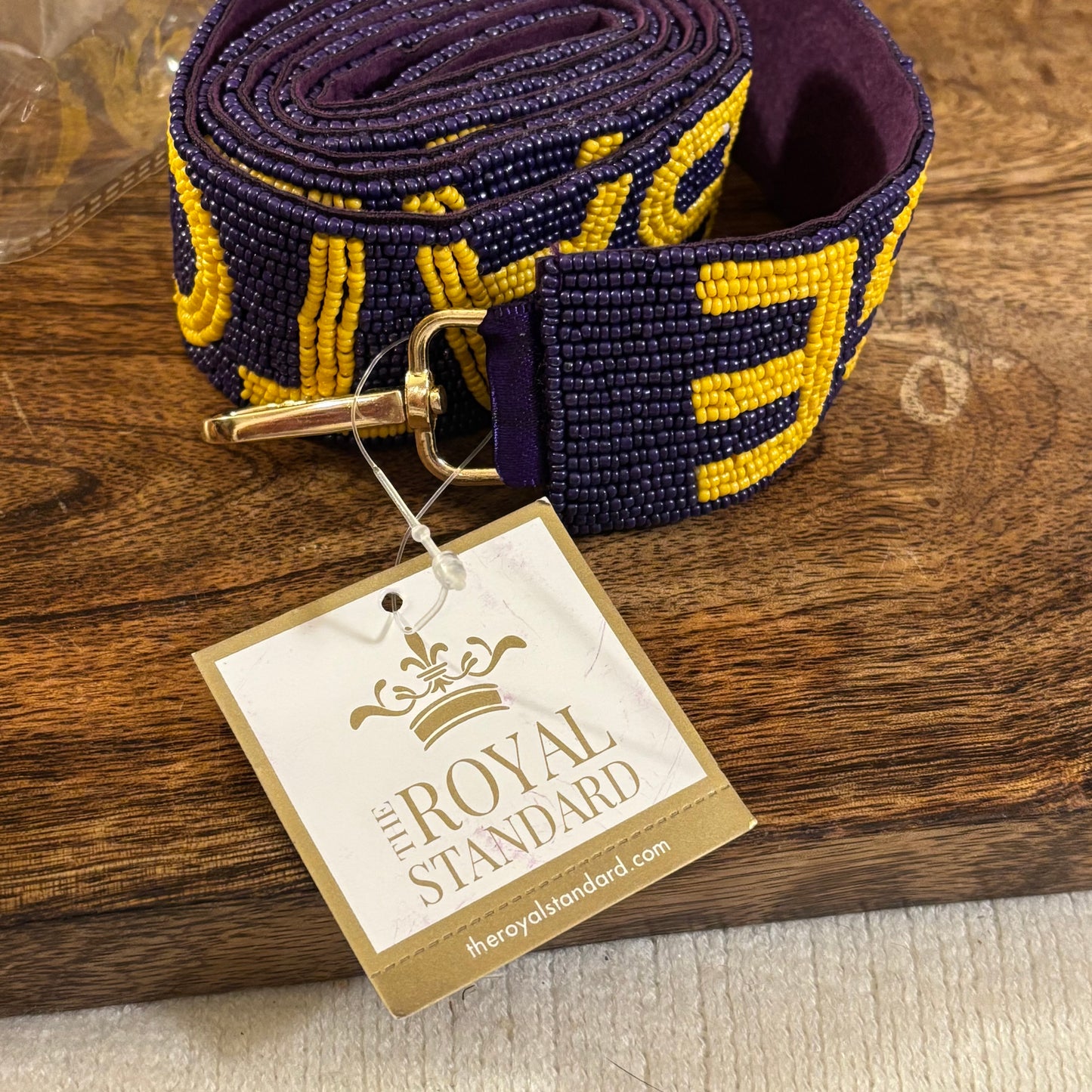 Callin' Baton Rouge Beaded Purse Strap • Purple/Yellow 44"