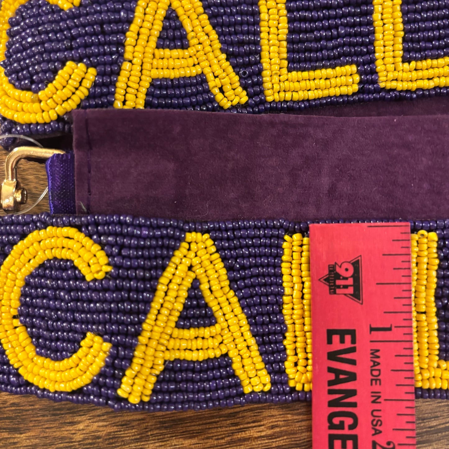 Callin' Baton Rouge Beaded Purse Strap • Purple/Yellow 44"