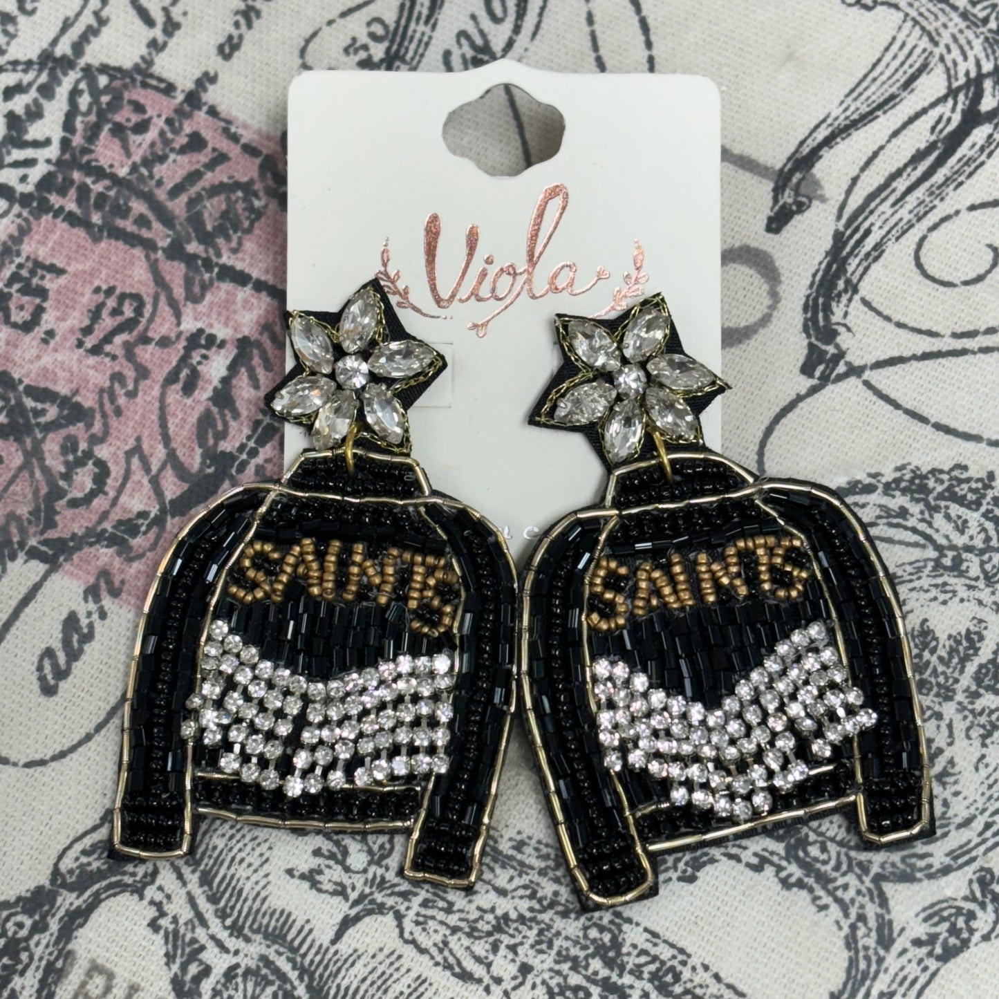 GameDay: Black and Gold WHO DAT Seed Bead Statement Earrings