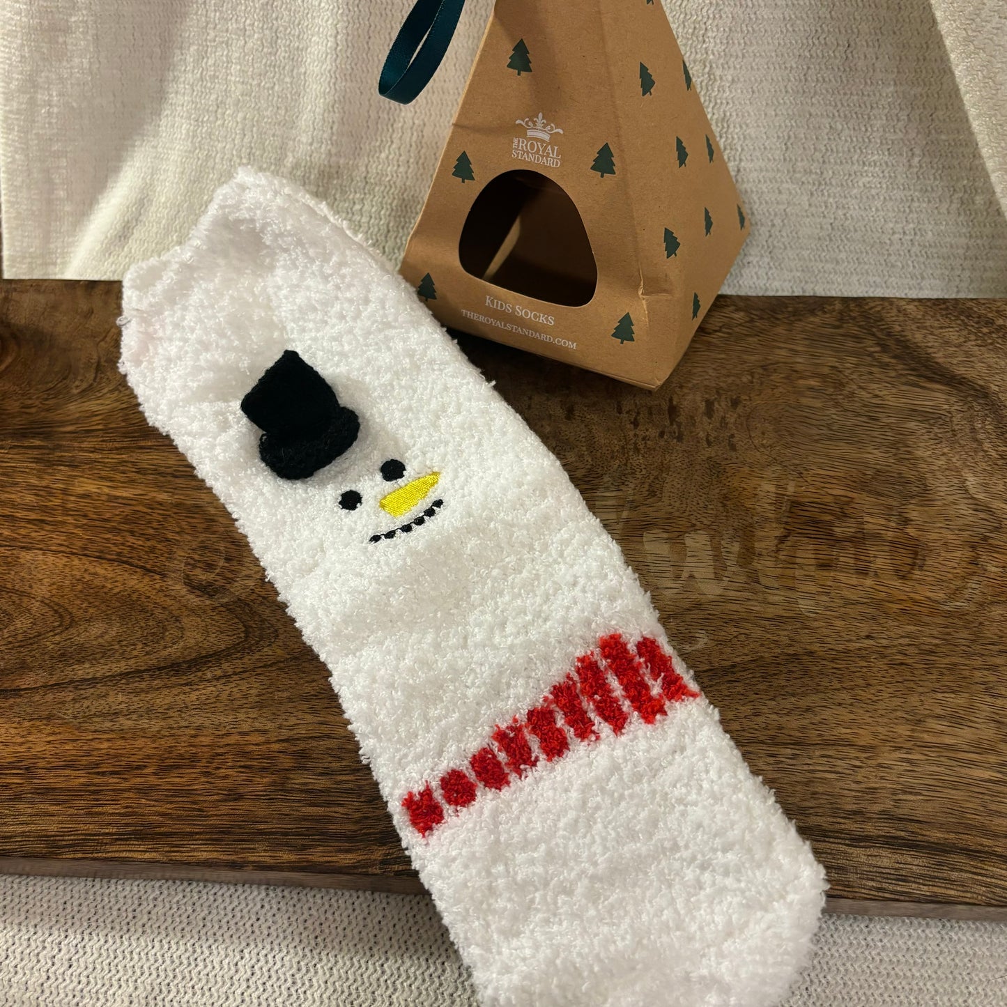 Kid's Snowman Cozy Socks White/Red