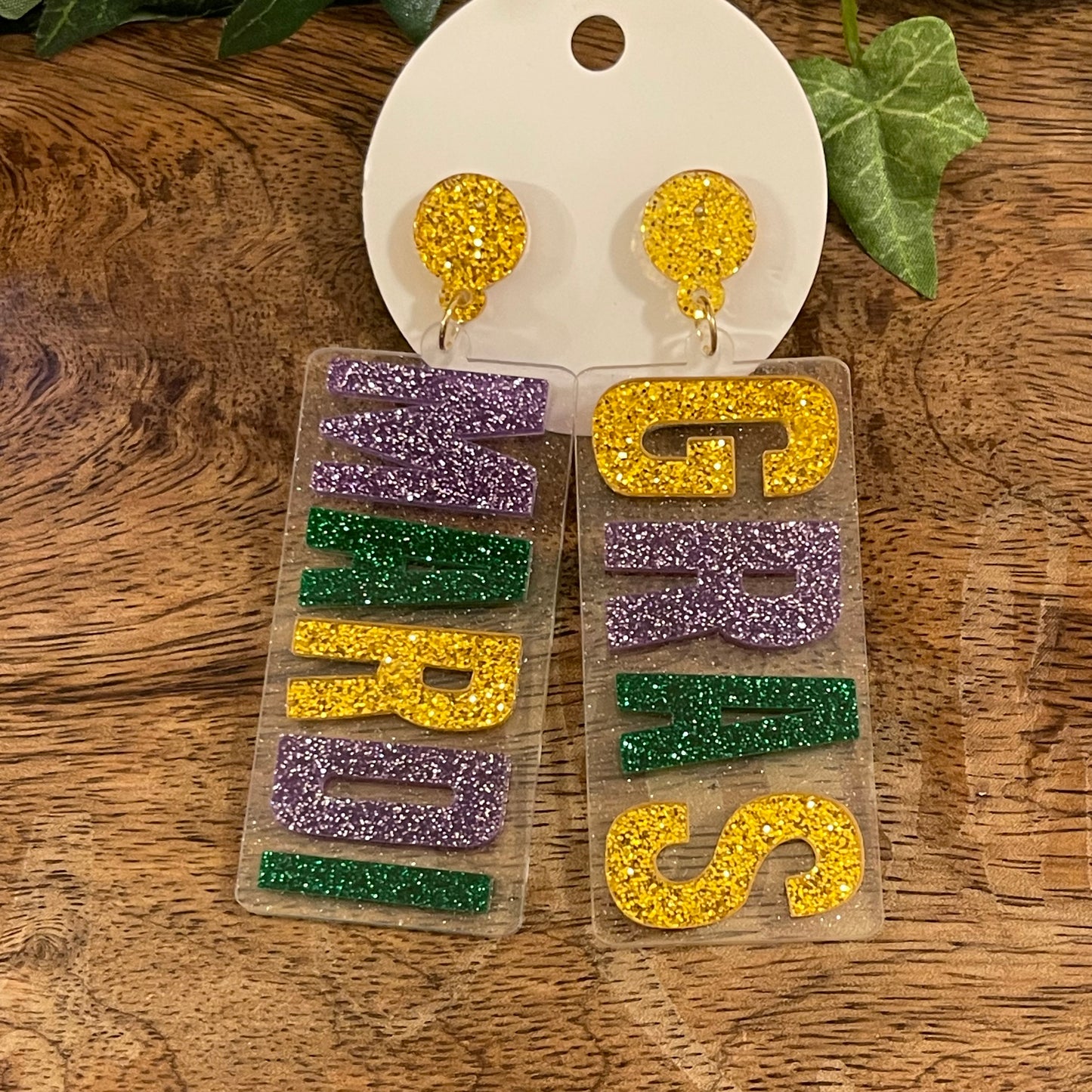 Mardi Gras Drop Earrings