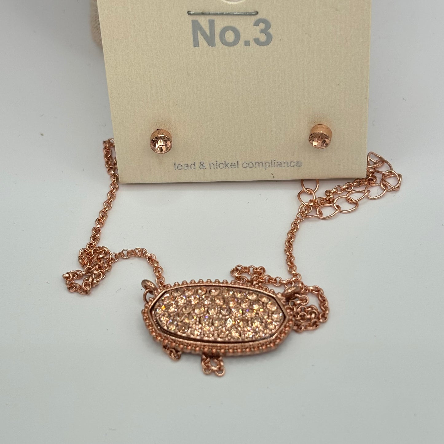 Rose Gold Rhinestone Embellished Necklace