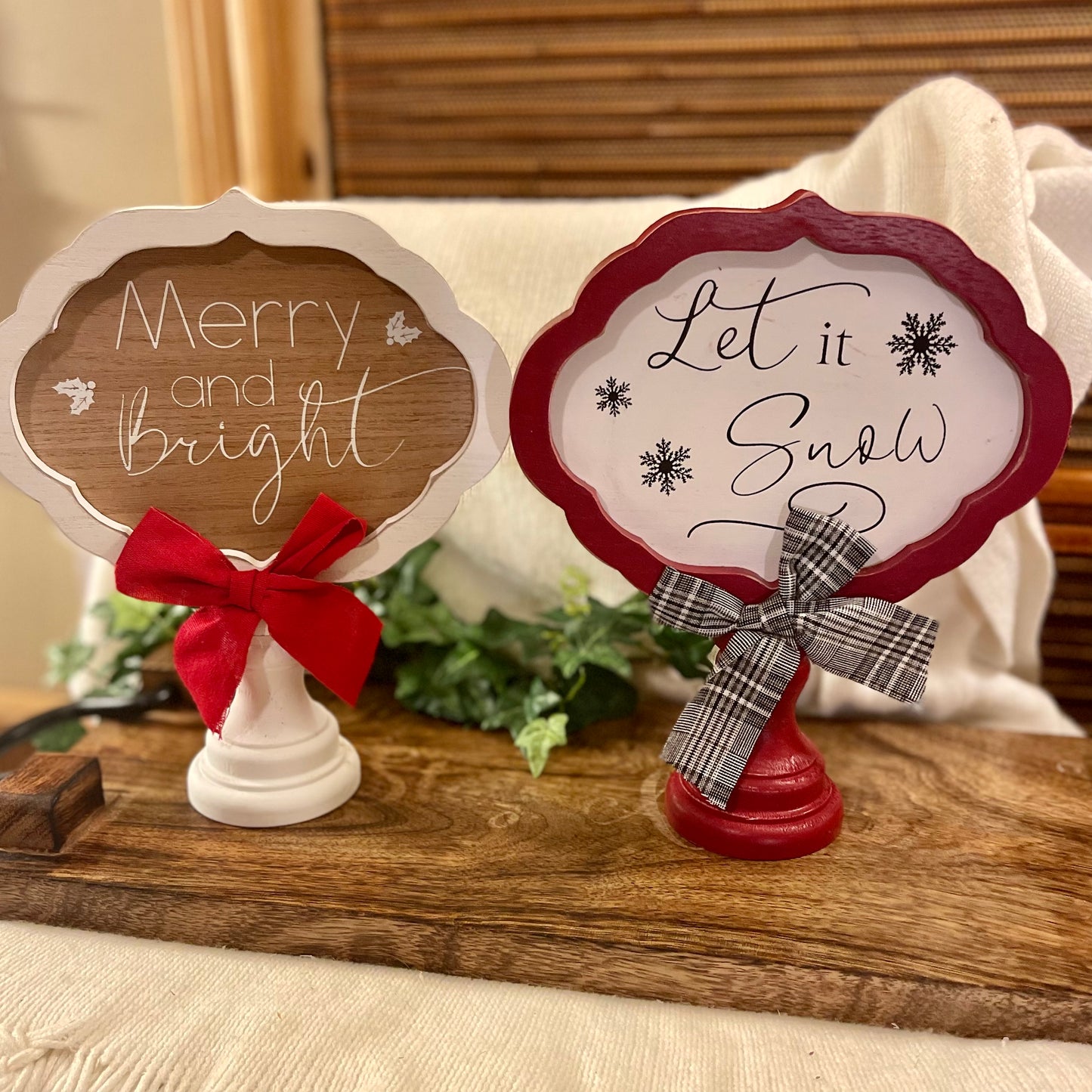 Christmas: Holiday Table Decor • Wooden Pedestal Sign or Elf Sign