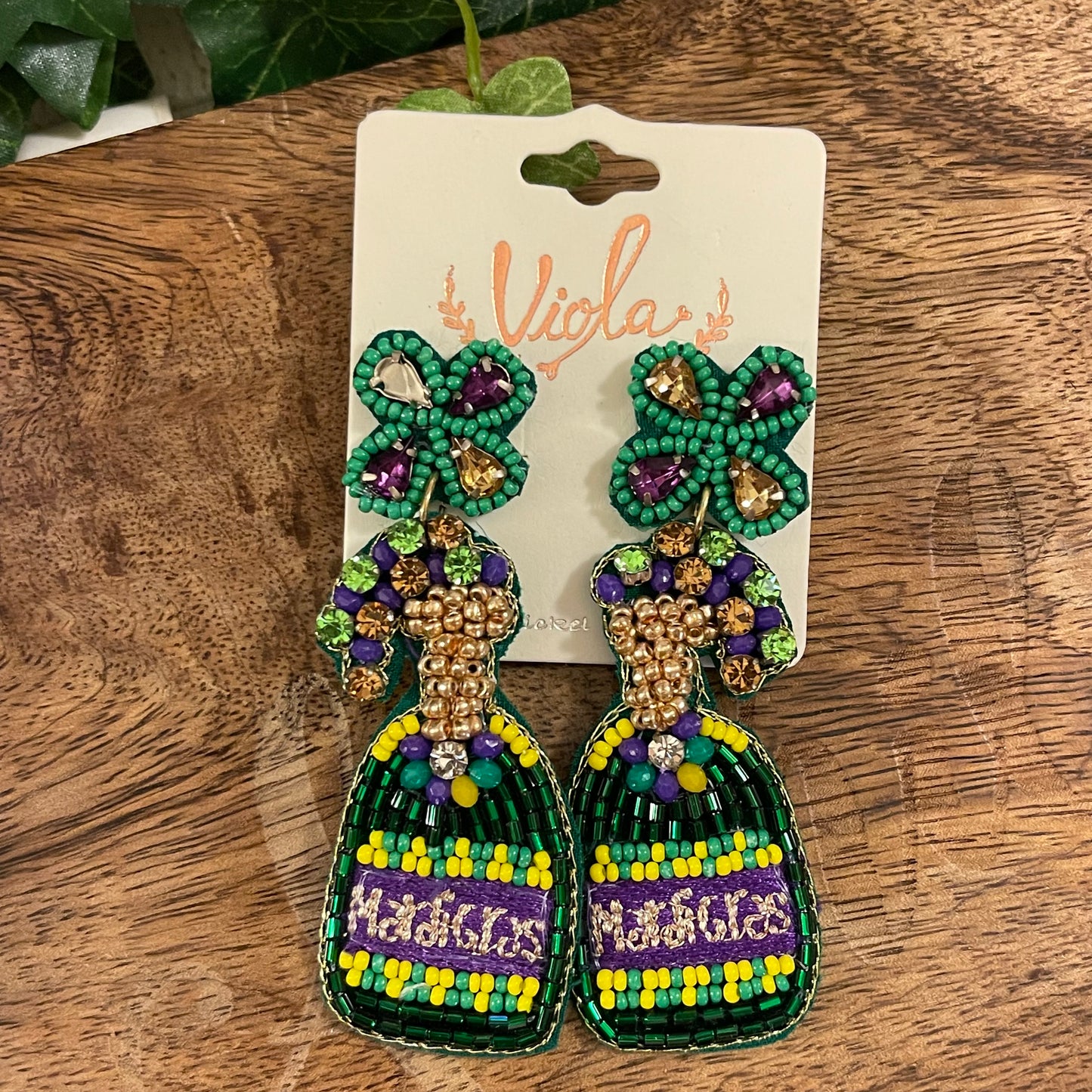 Mardi Gras Seed Bead Post Back Earrings