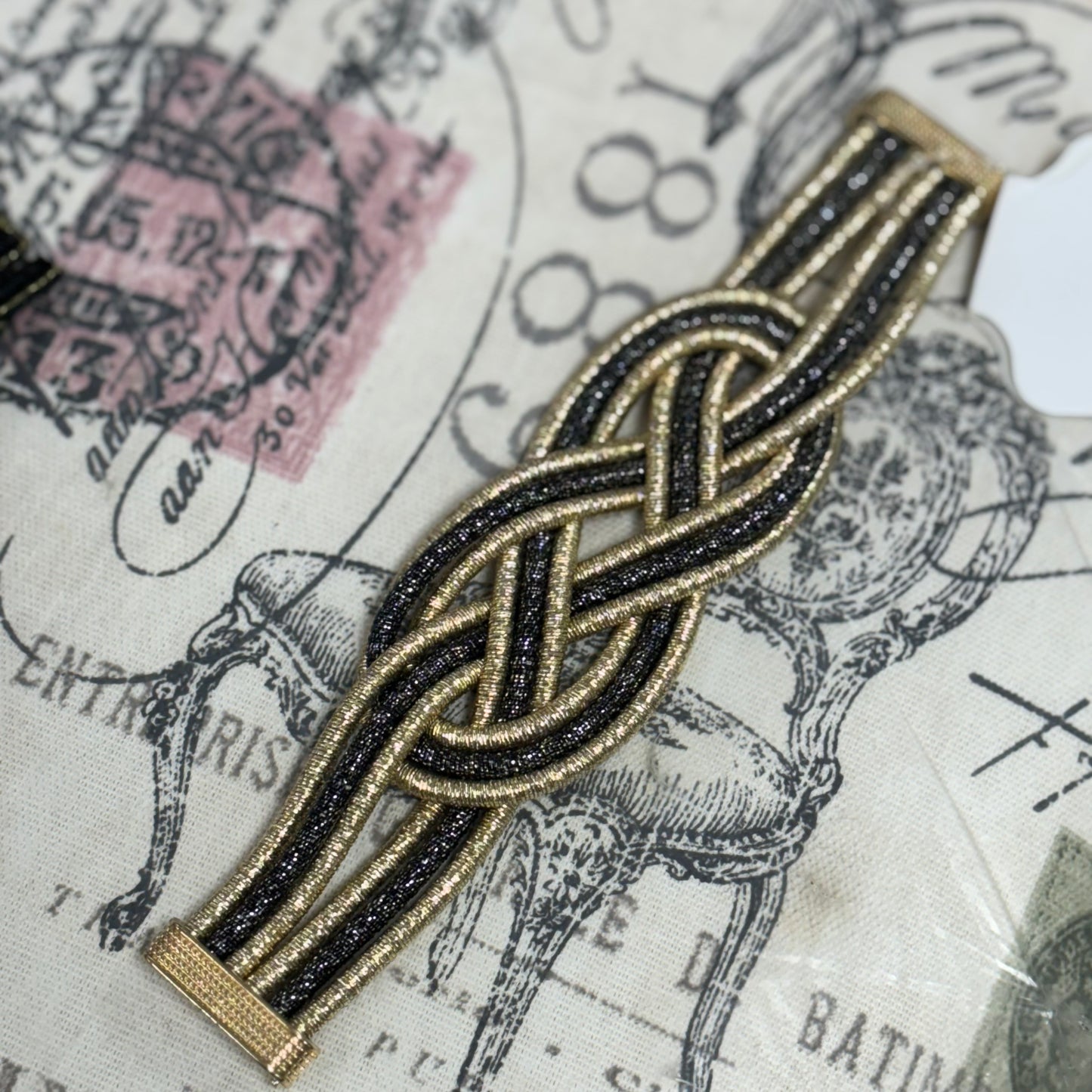 Black And Gold Magnetic Closure Bracelet