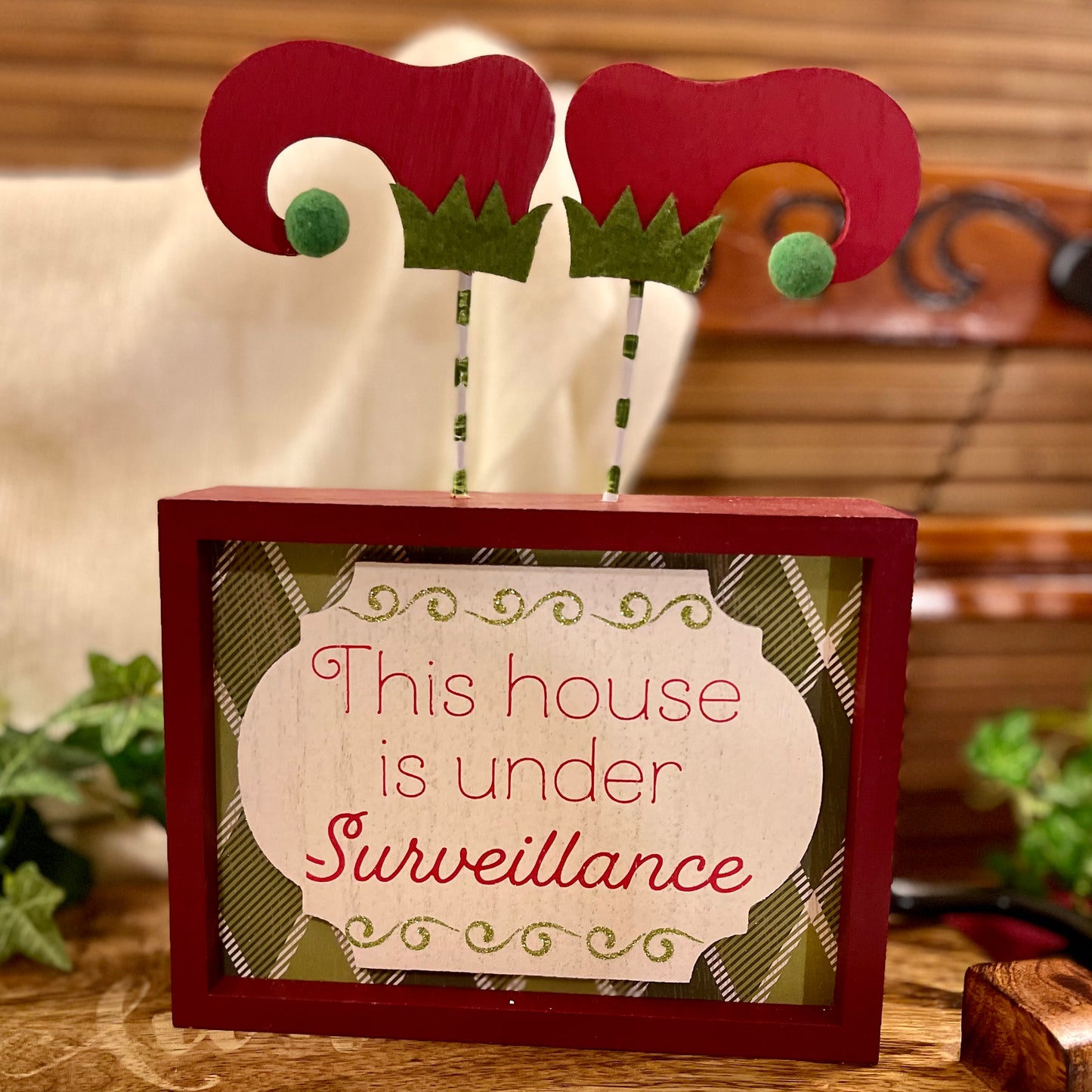 Christmas: Holiday Table Decor • Wooden Pedestal Sign or Elf Sign