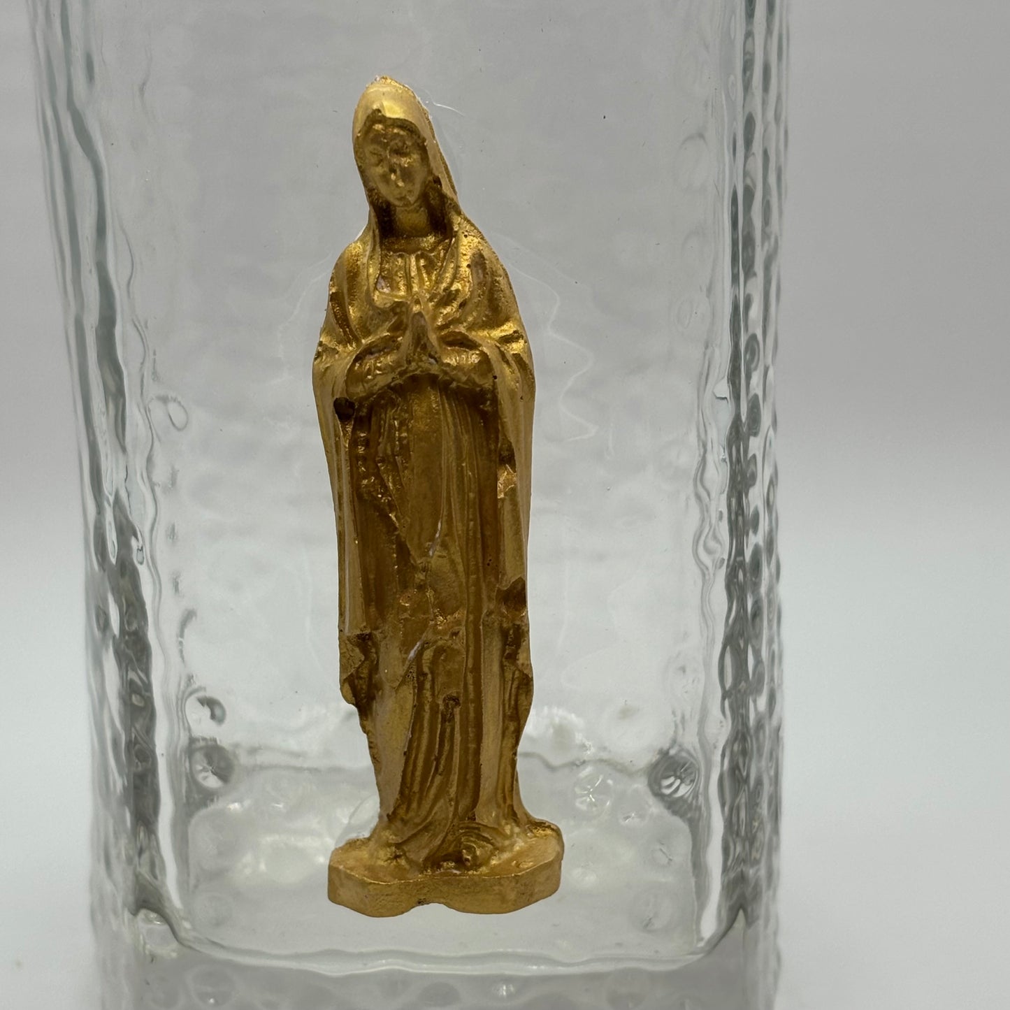 The Virgin Mary Intaglio on Vintage Dimpled Glass Vase