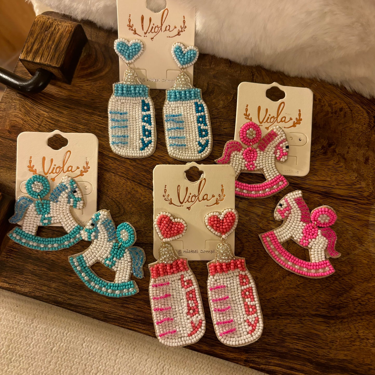 Gender Reveal Seed Bead Post Back Earrings