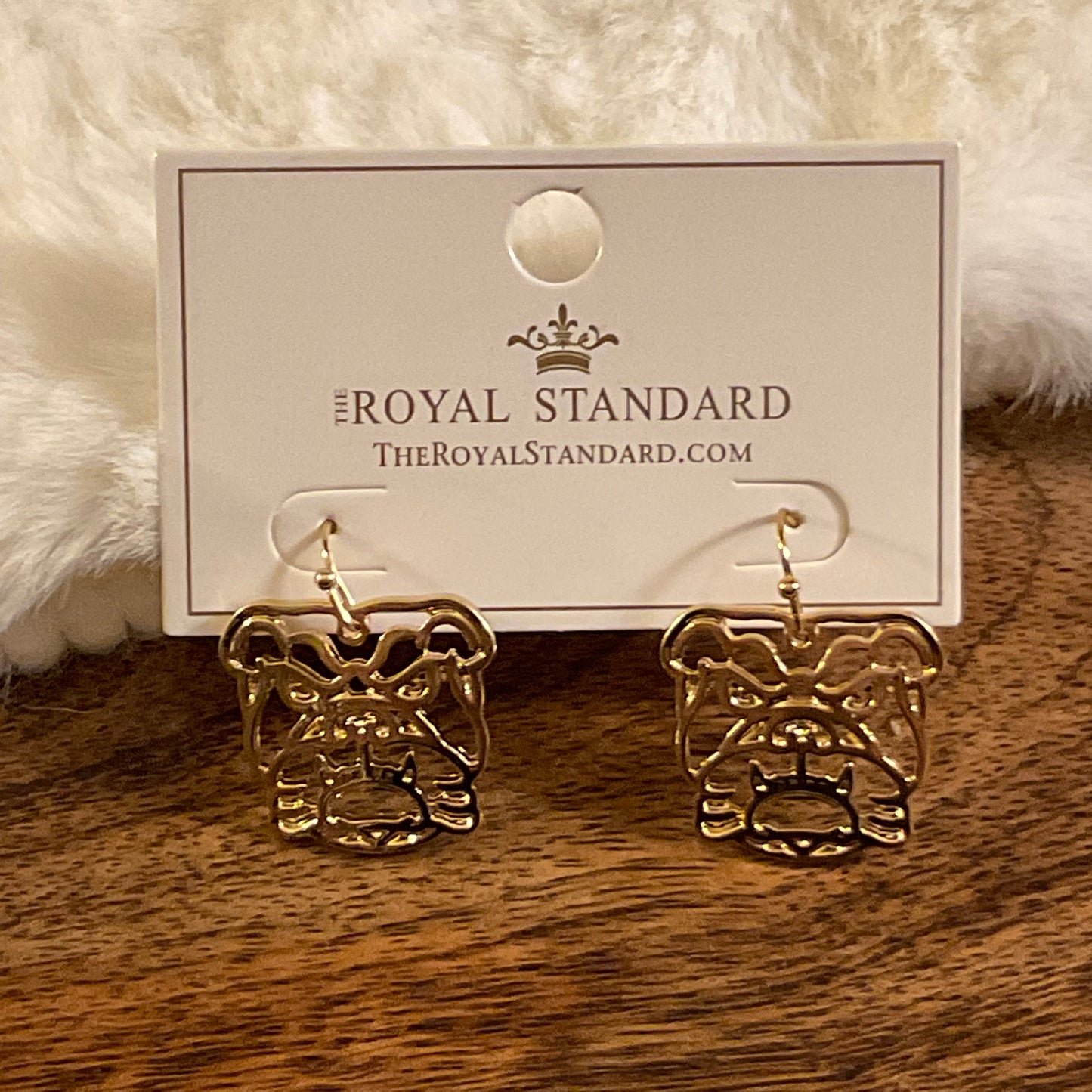 Bulldog Dangle Earrings Gold 1"