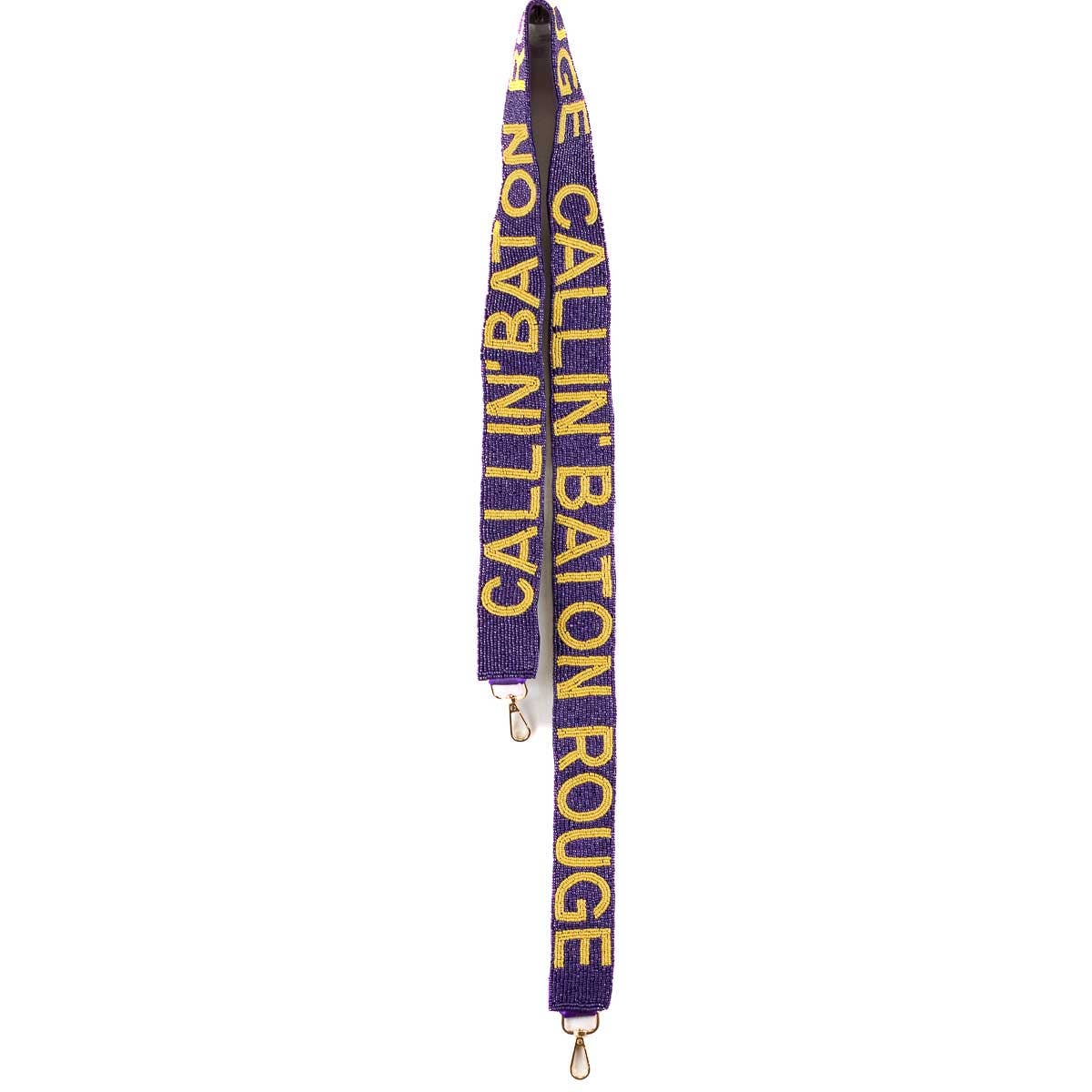 Callin' Baton Rouge Beaded Purse Strap • Purple/Yellow 44"