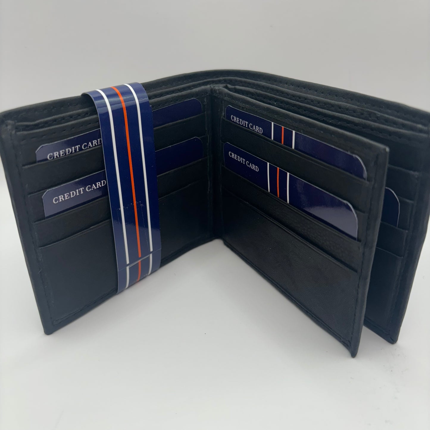 Mens Genuine Leather Bifold Wallet in the Color Black