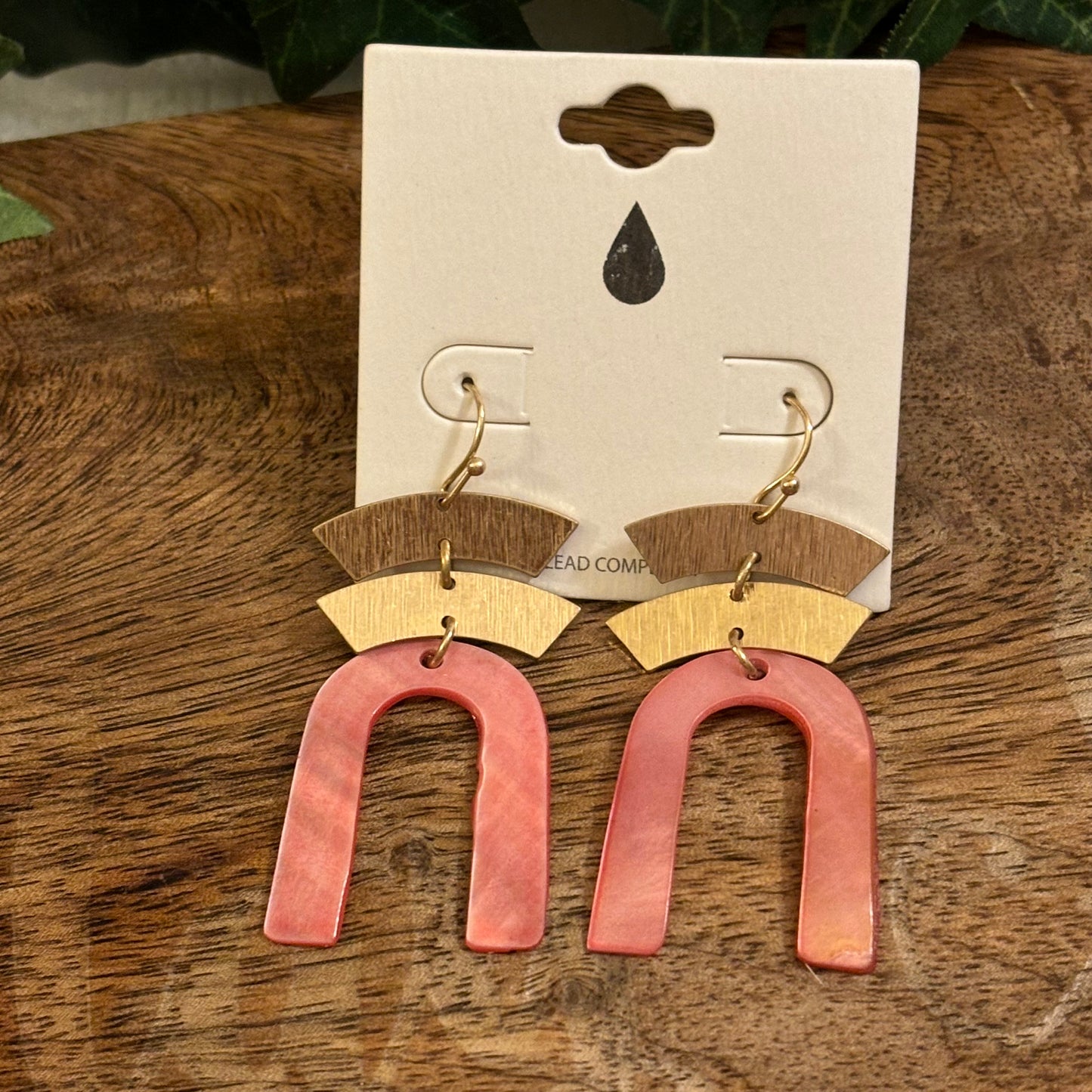 Iridescent Arch Drop Earrings With Gold Layered Details