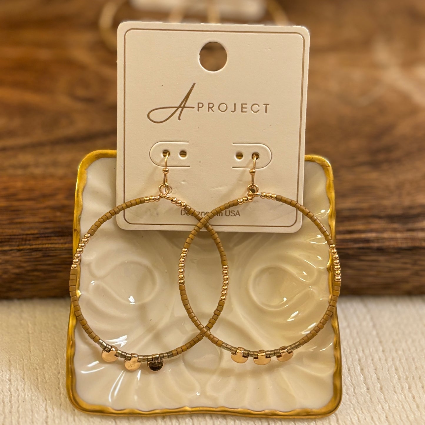 Seed Beaded Circle Drop Earrings