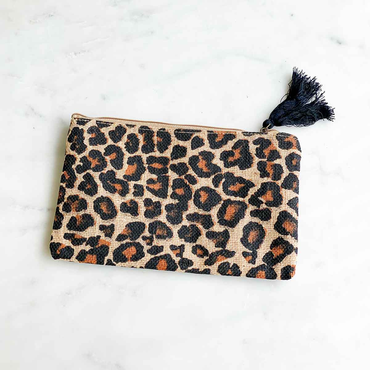 Leopard Cosmetic Bag Black/Natural 10x6