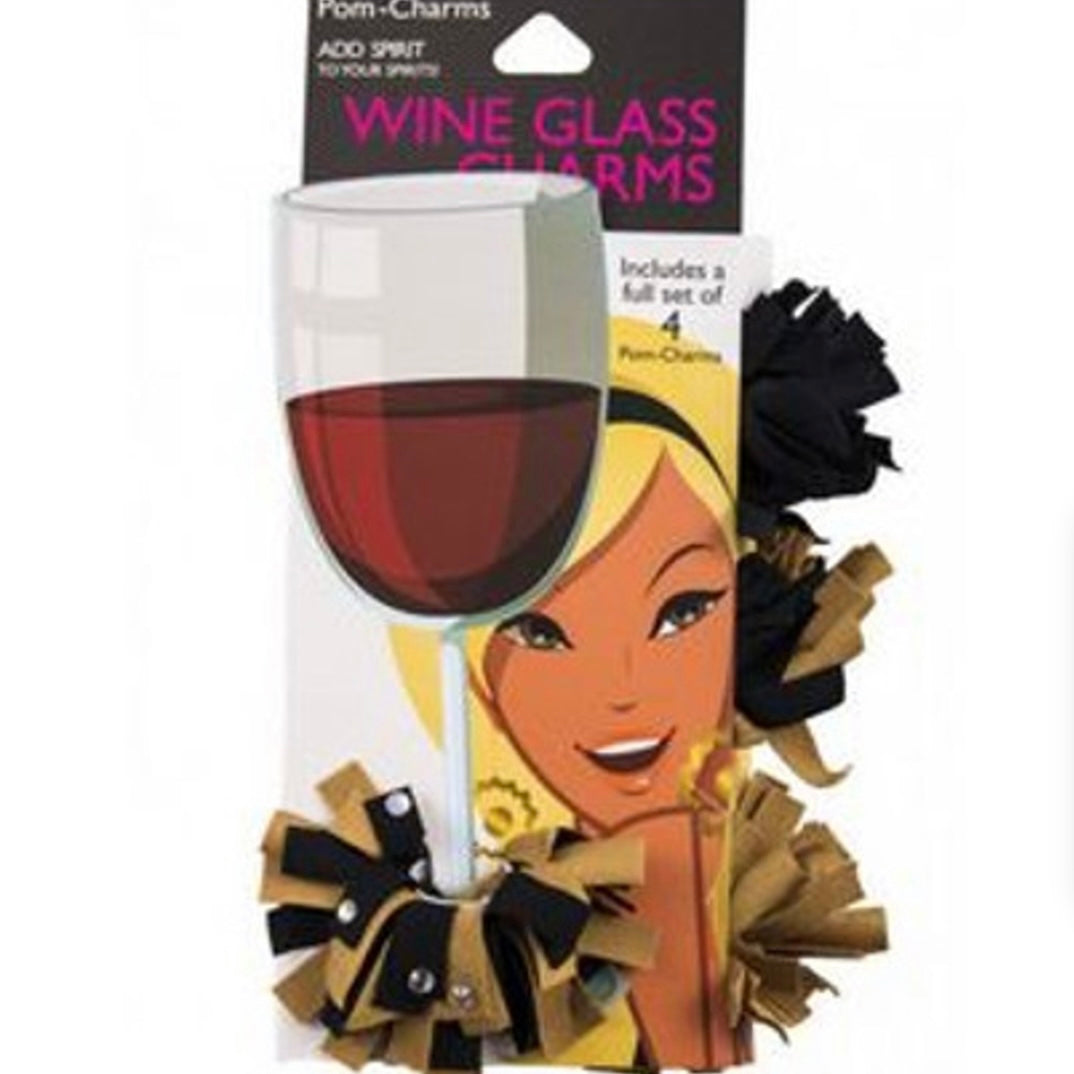 Pom-charms® Wine Glass Charms - Black/Old Gold