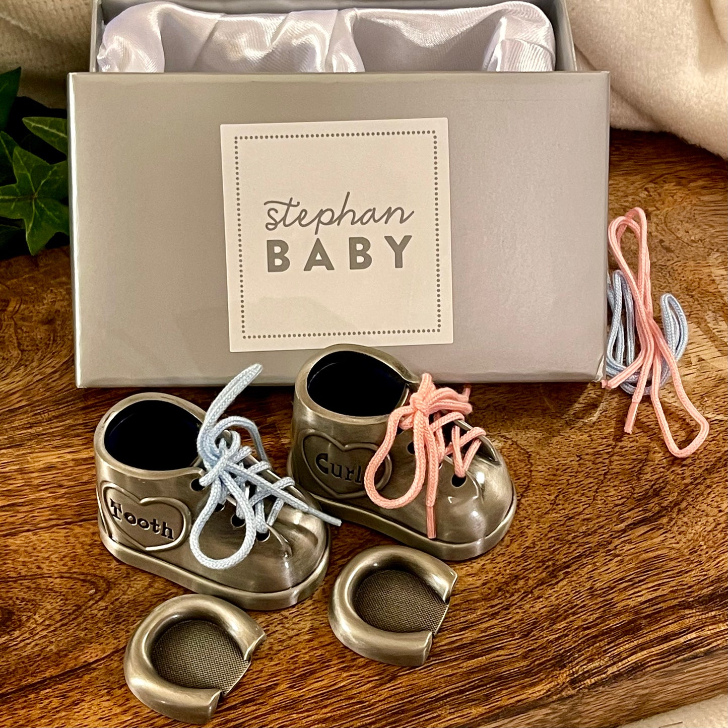 Pewter Tooth & Curl Booties Gift Set