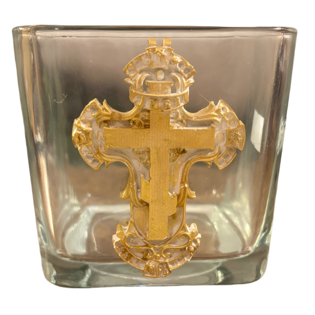 Glass Vase featuring a Gold Cross Intaglio