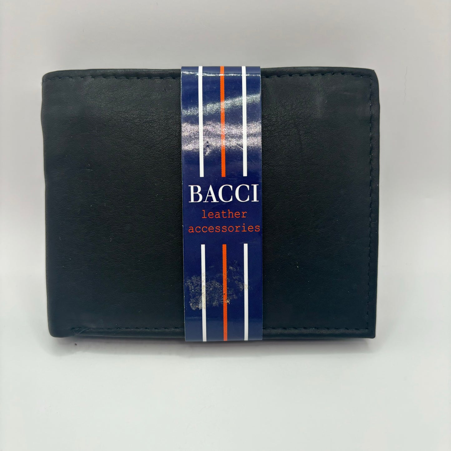 Mens Genuine Leather Bifold Wallet in the Color Black