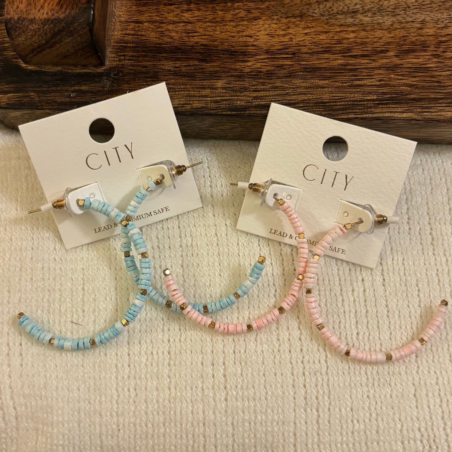 Earrings- Beaded 2” Hoop Earrings in Pastel Colors