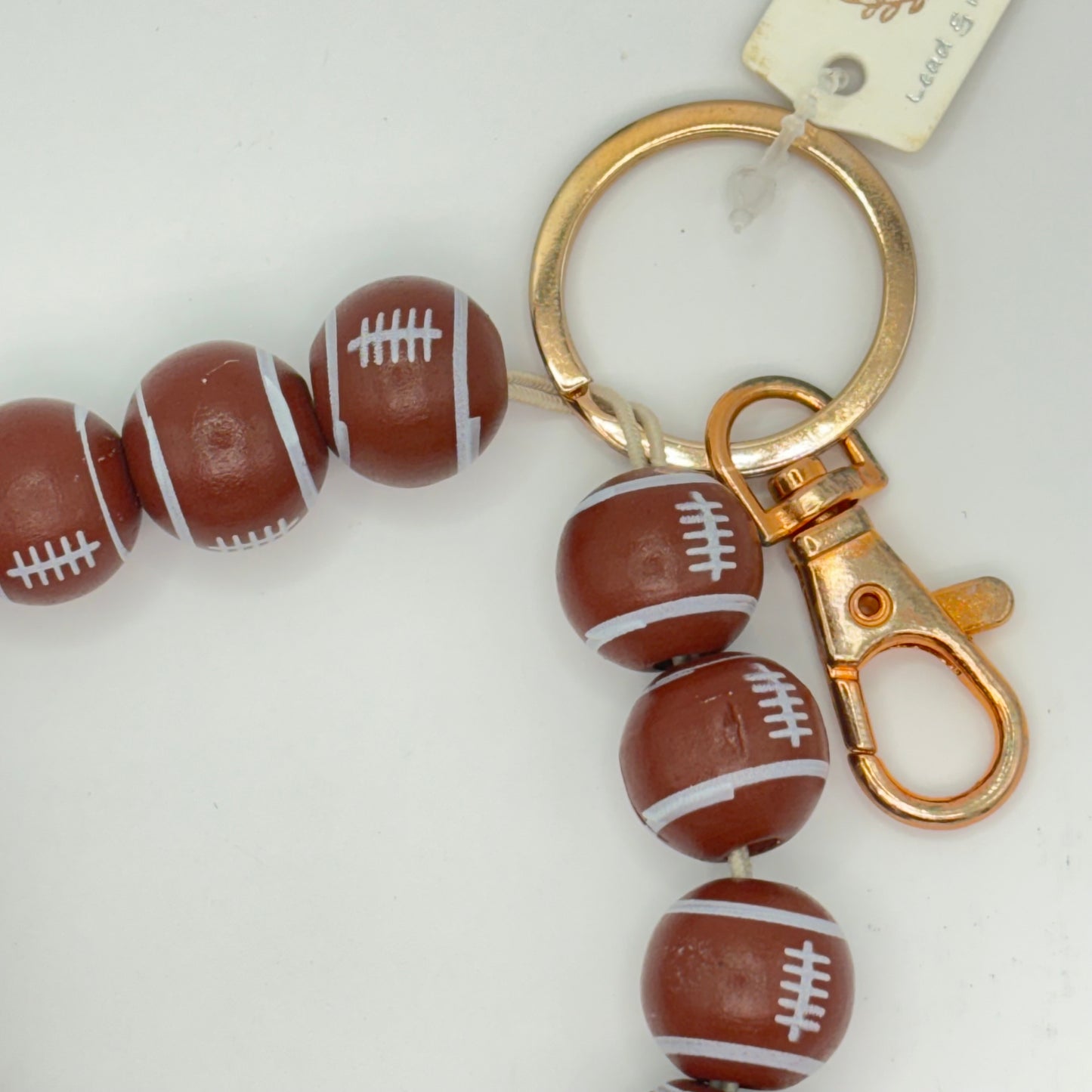 Football Beaded Bracelet Keychain