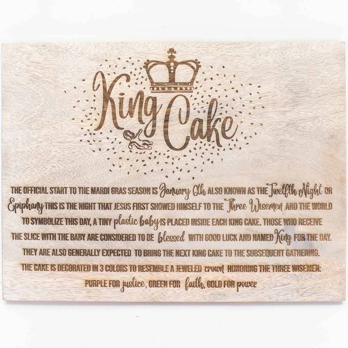 Story of the King Cake Serving Board Antique White 10.5x14