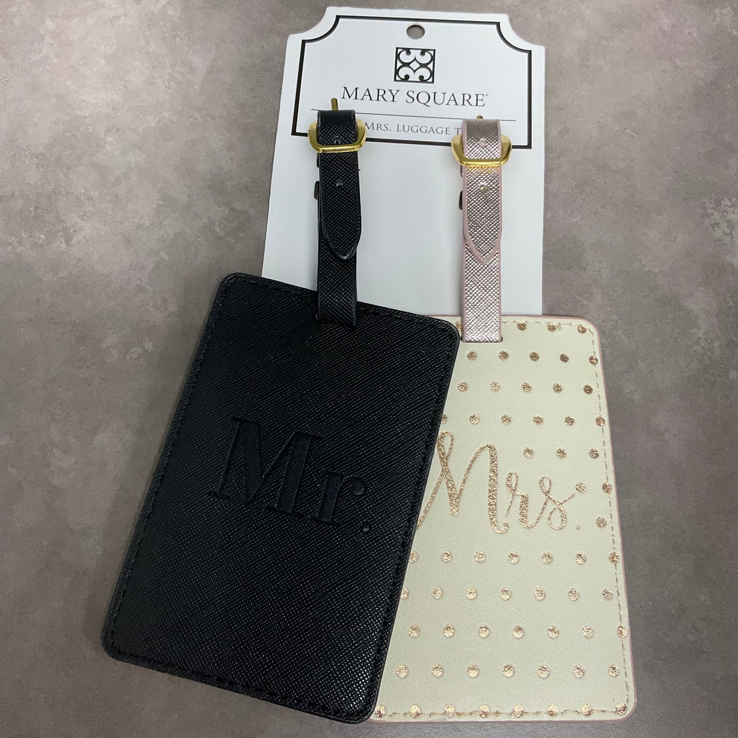 Mary Square "Mr. & Mrs." Luggage Tag Set