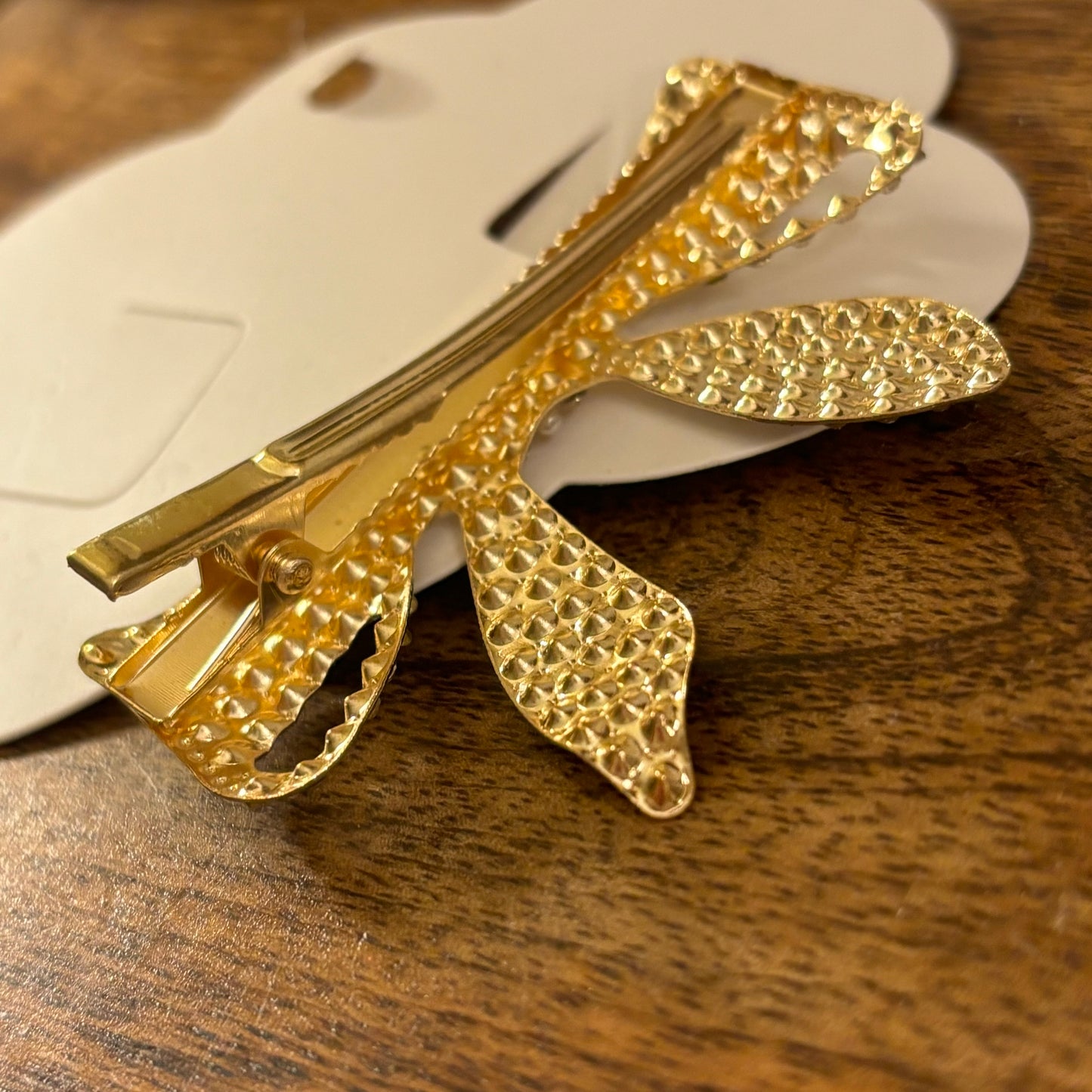Rhinestone and Pearl Encrusted Bow Barrette
