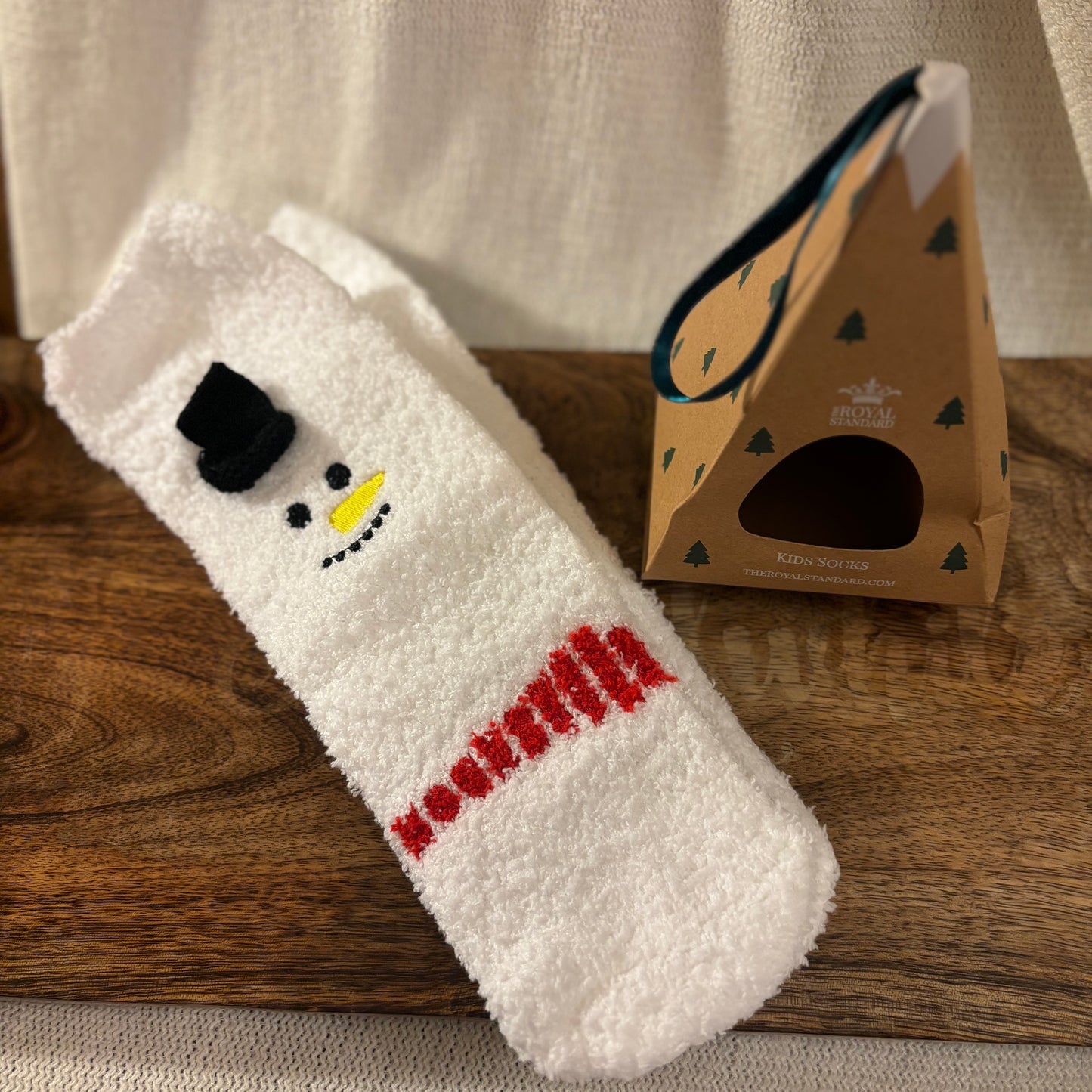 Kid's Snowman Cozy Socks White/Red
