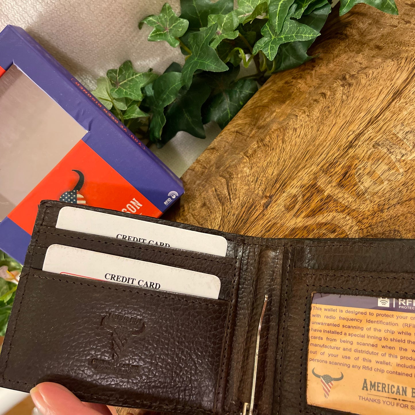 American Bison Tooled Leather Bifold Wallet