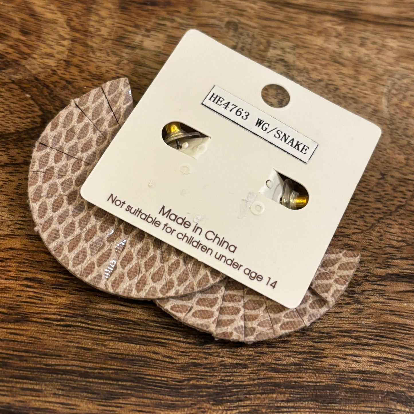 Leather Circle Post Back Earrings Brown or Taupe