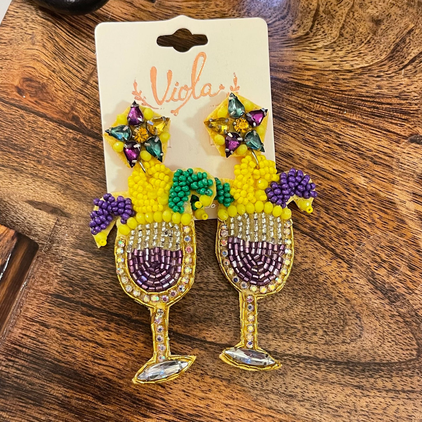 Mardi Gras Seed Bead Post Back Earrings